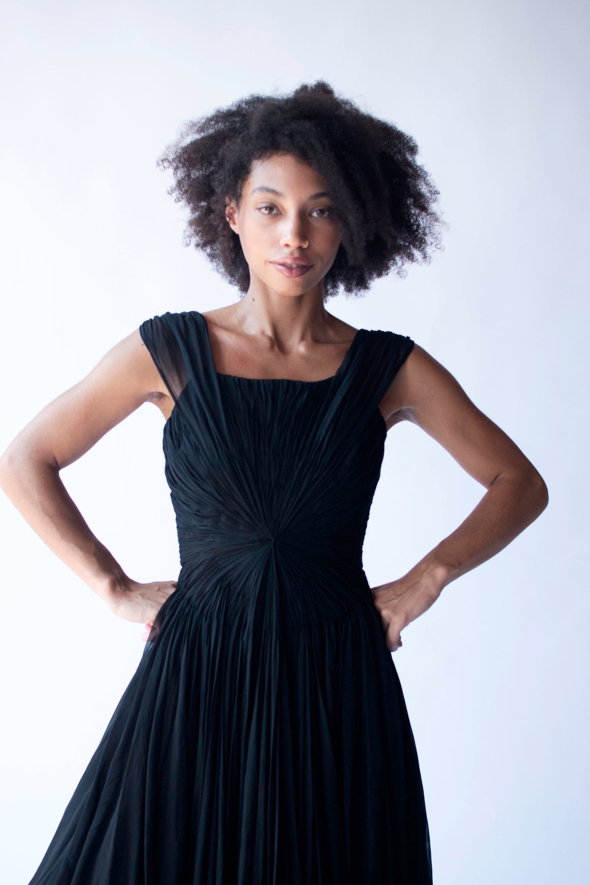 1950s Gathered Chiffon Dress | Nanty