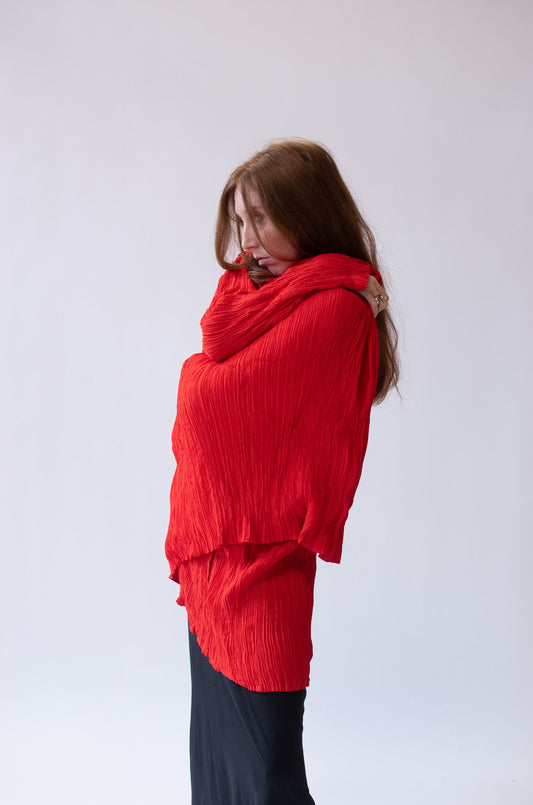 Vermillion Plisse Jacket | Issey Miyake