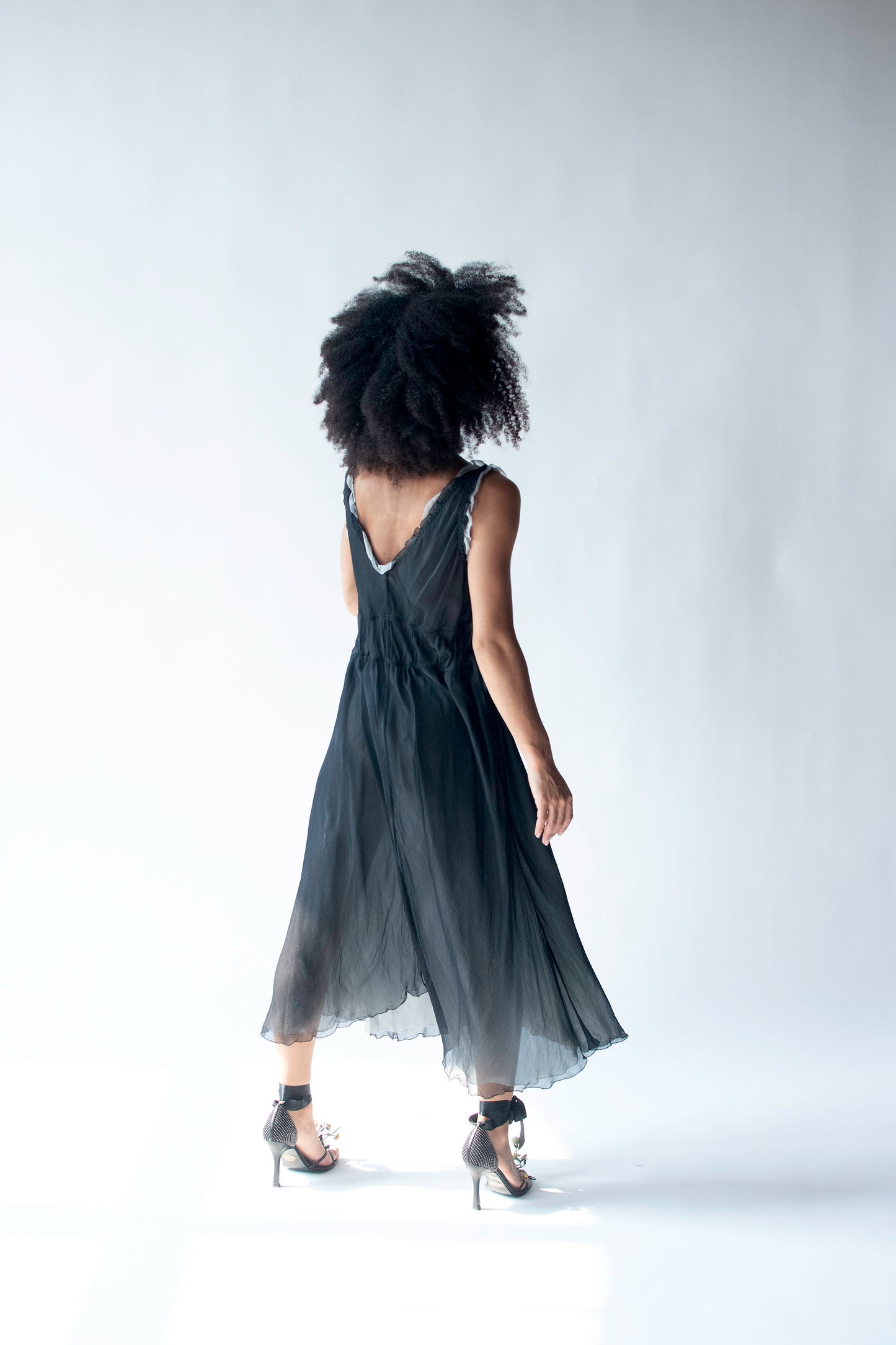 Black Chiffon Dress | Alberta Ferretti