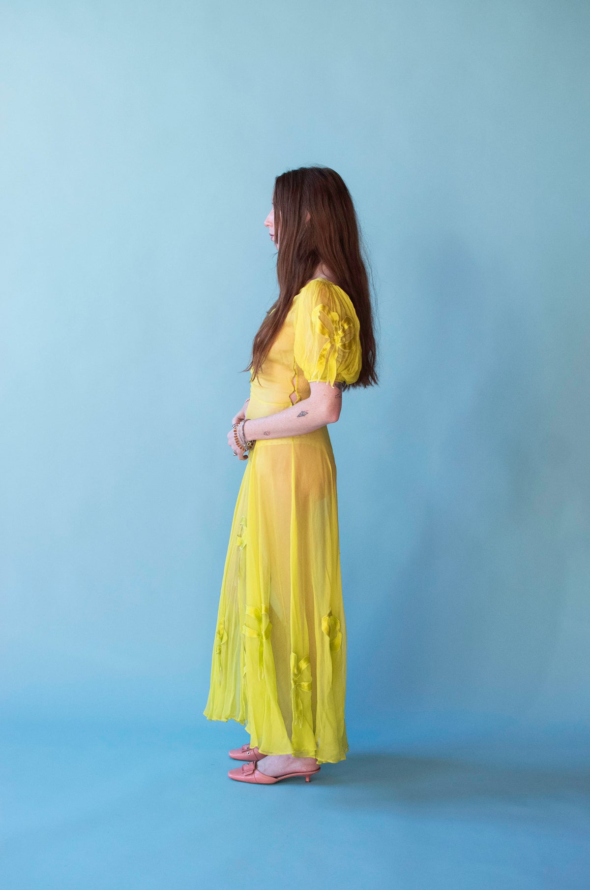 Chartreuse Puff Sleeve Dress | Norma Kamali