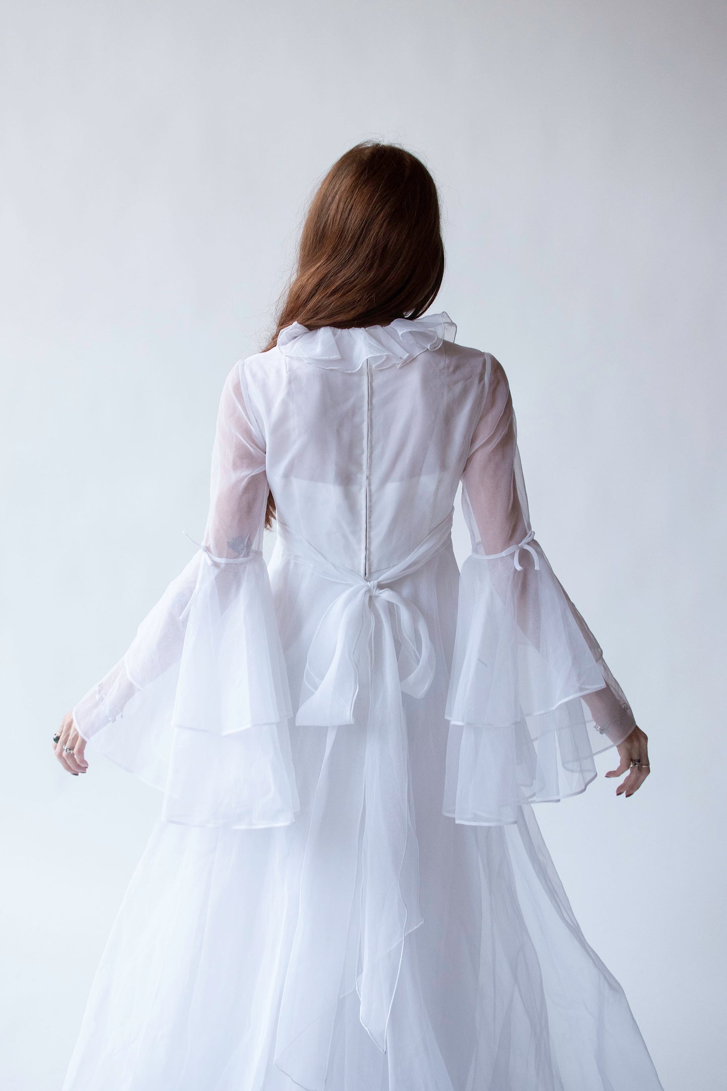 1970s Bell Sleeve Wedding Dress