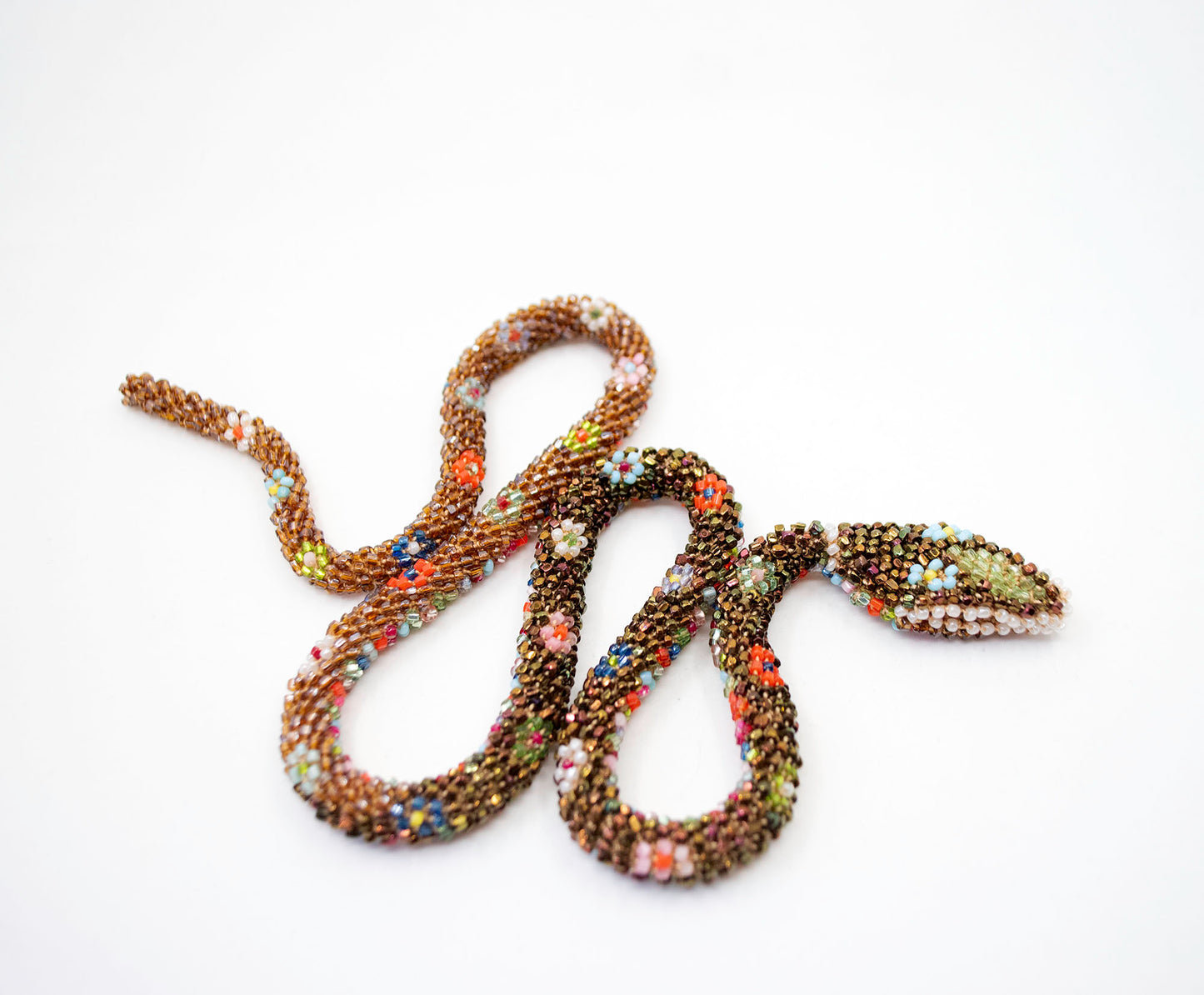 Bead Crochet Snake | Rainbow Flower