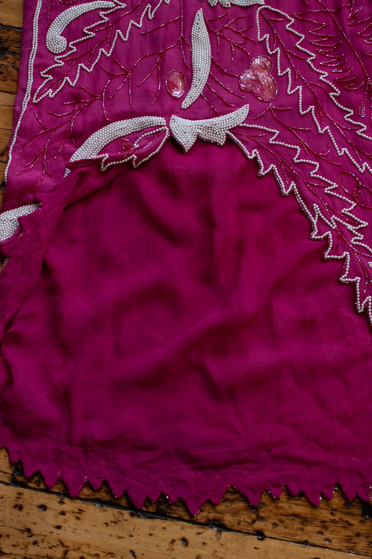 1980s Magenta Beaded Gown