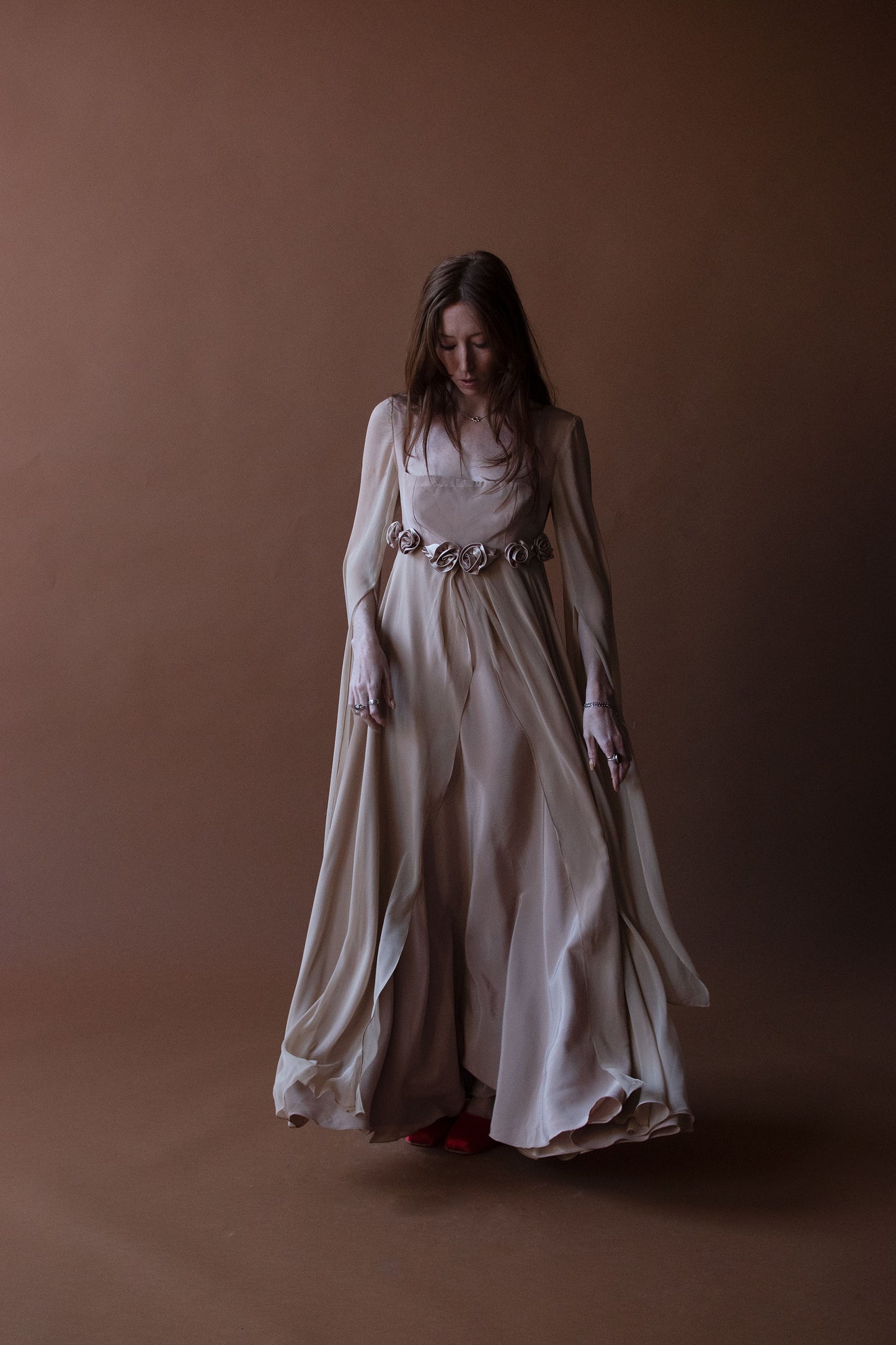 Beige Rosette Dress