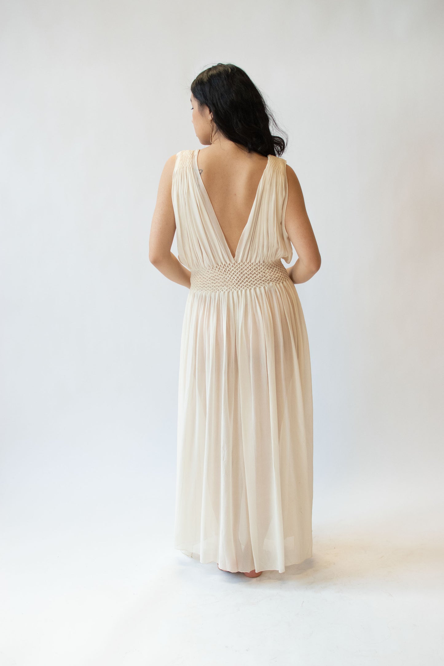 1930s Smocked Chiffon Nightgown