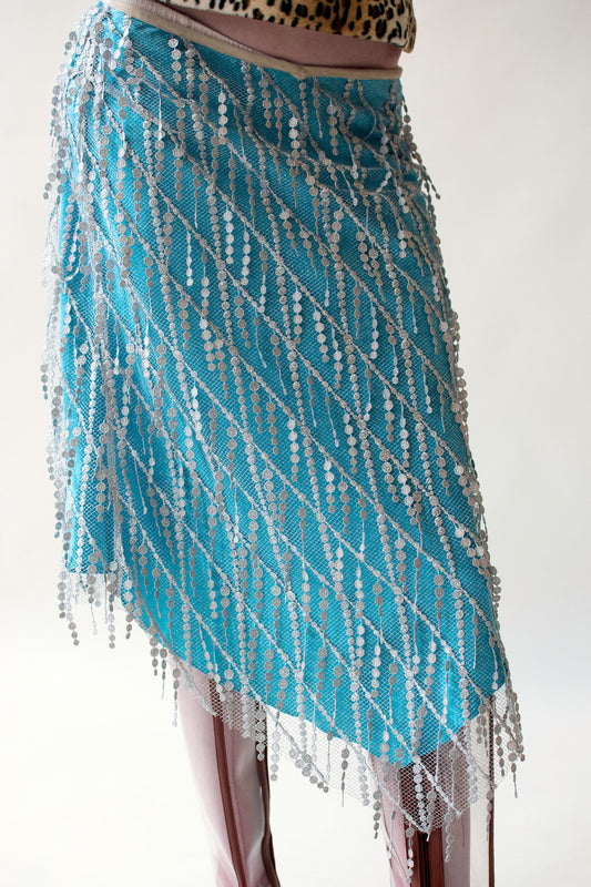 Blue Silk Skirt with Silver Overlay | Voyage Invest in the Original