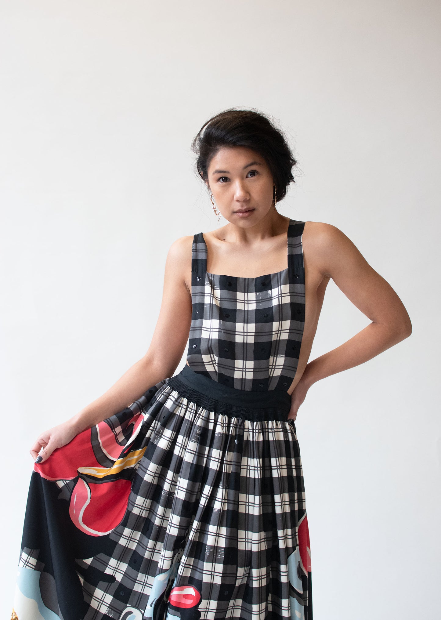 1980s Silk Breakfast Pinafore Gown | Michael Vollbracht