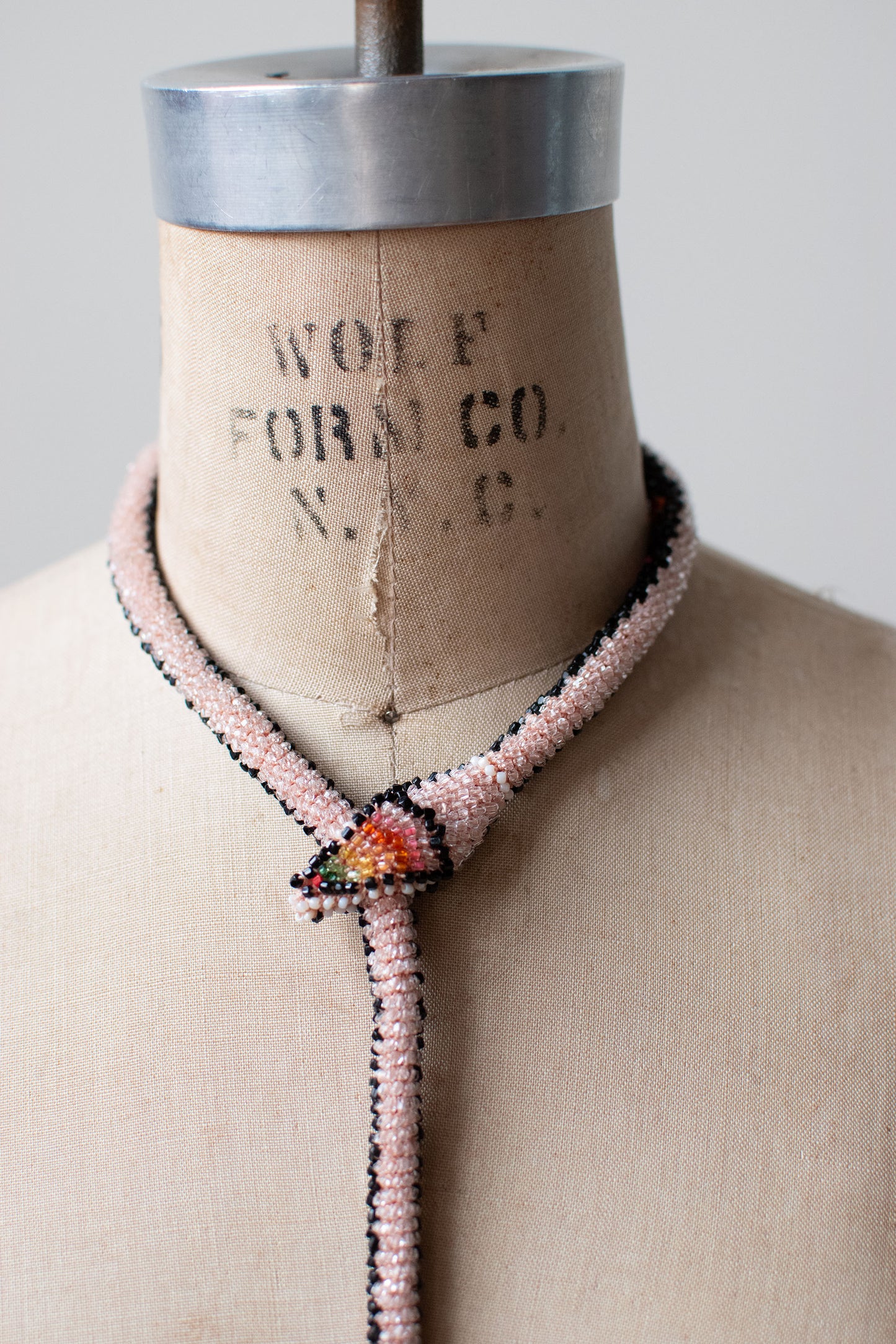 Bead Crochet Snake | Black W/ Multi Color Flowers
