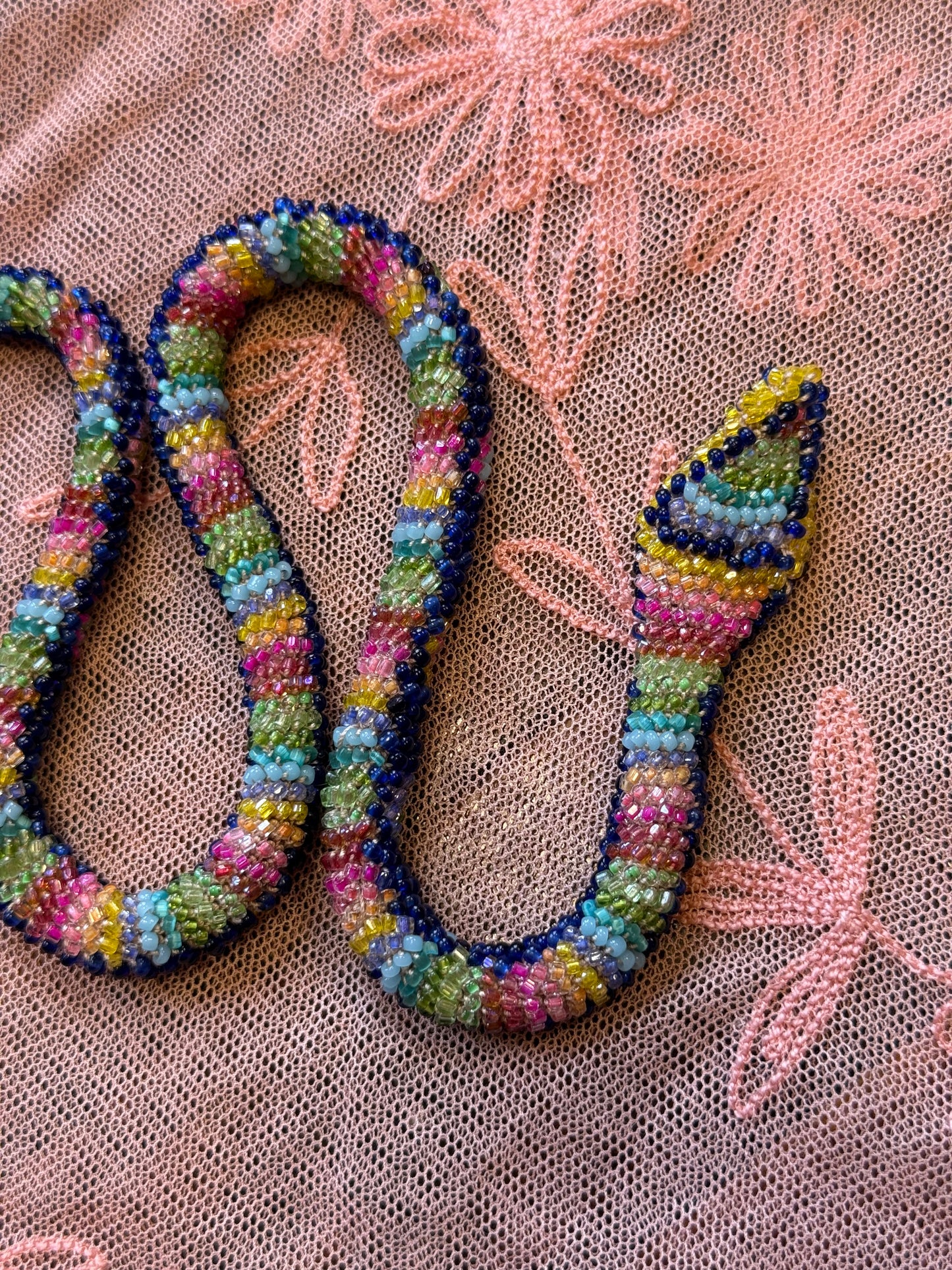 Bead Crochet Snake | Cobalt Multi Color Diamond
