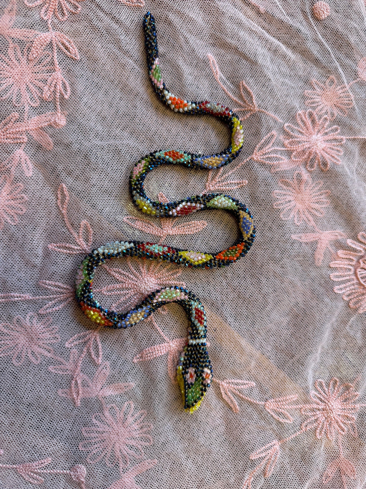 Bead Crochet Snake | Oil Slick Multi Color Diamond
