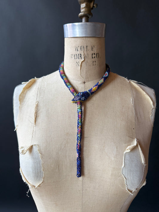 Bead Crochet Snake | Cobalt Multi Color Diamond