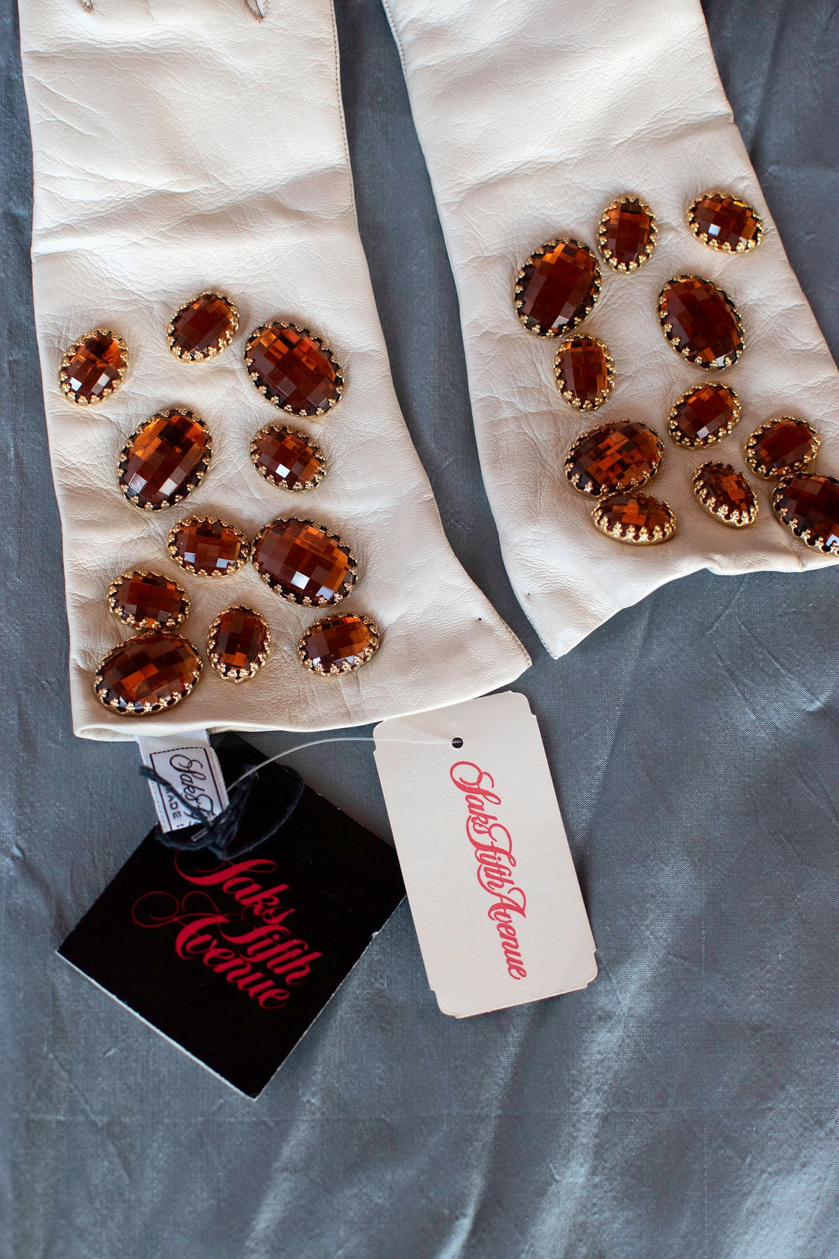 1980s Bejeweled Leather Gloves