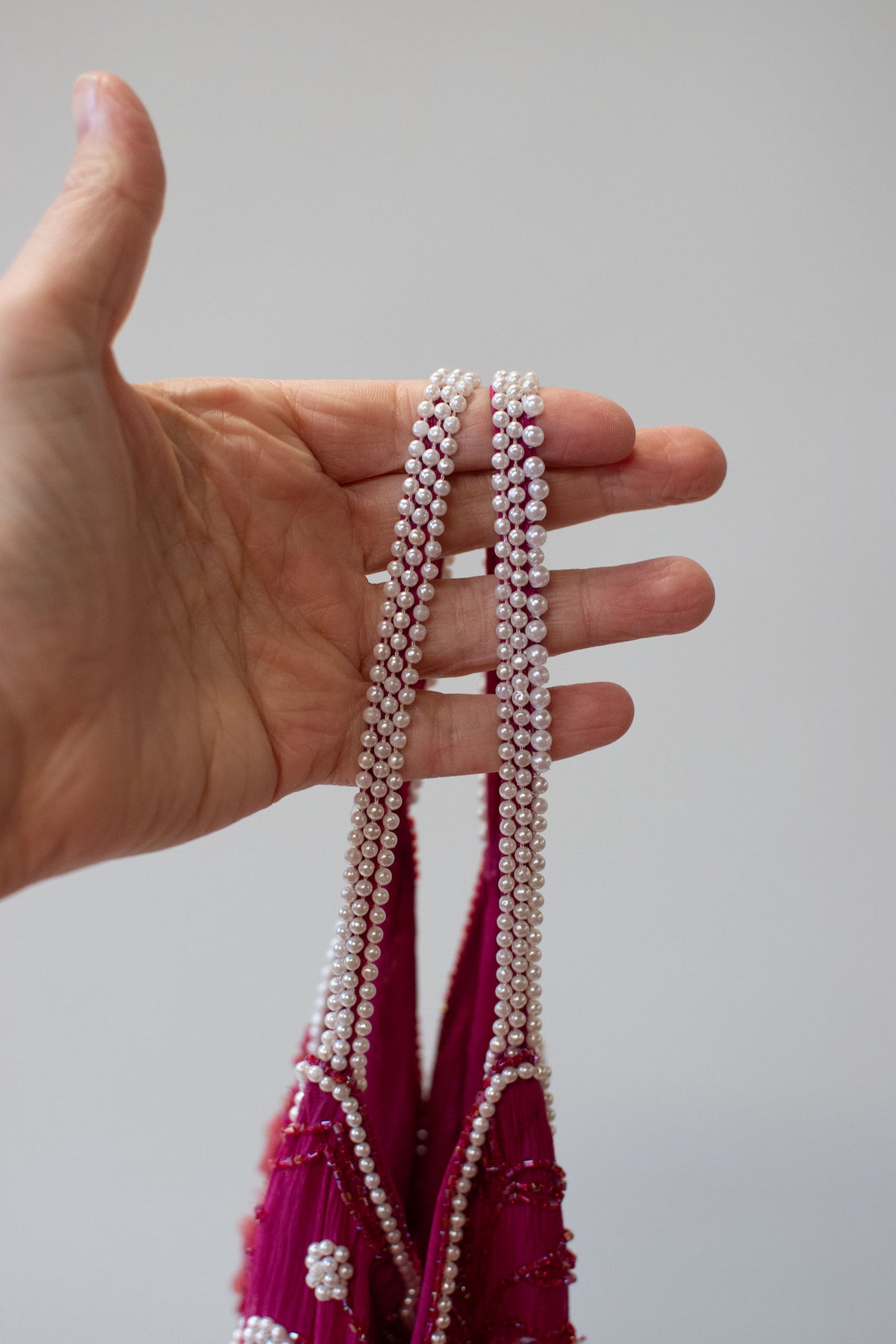 1980s Magenta Beaded Gown