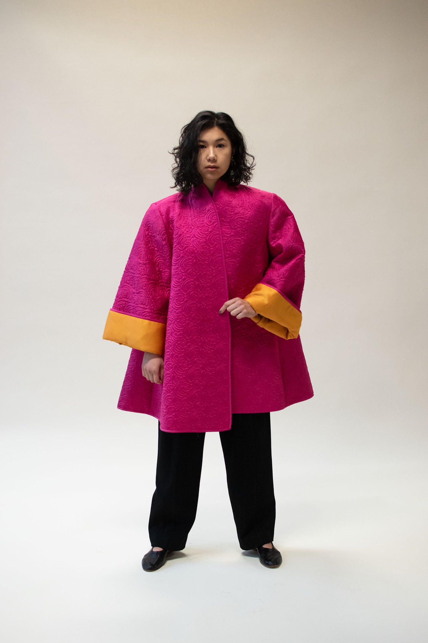 1980s Shocking Pink Quilted Coat | Victor Costa