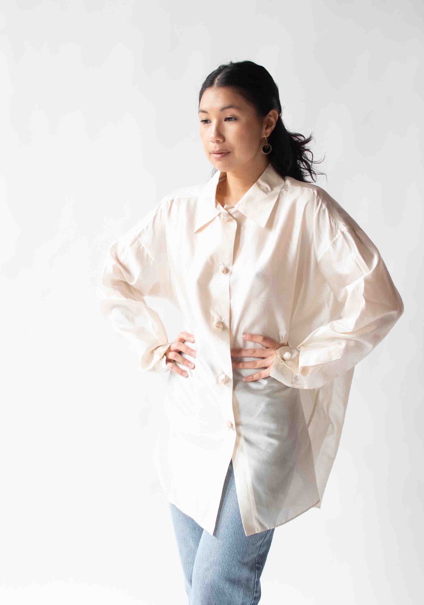 1990s Cream Silk Shirt | Romeo Gigli for Callaghan 1995