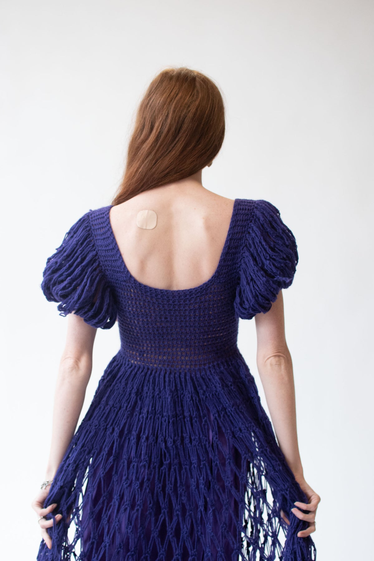 1970s Purple Crochet Dress