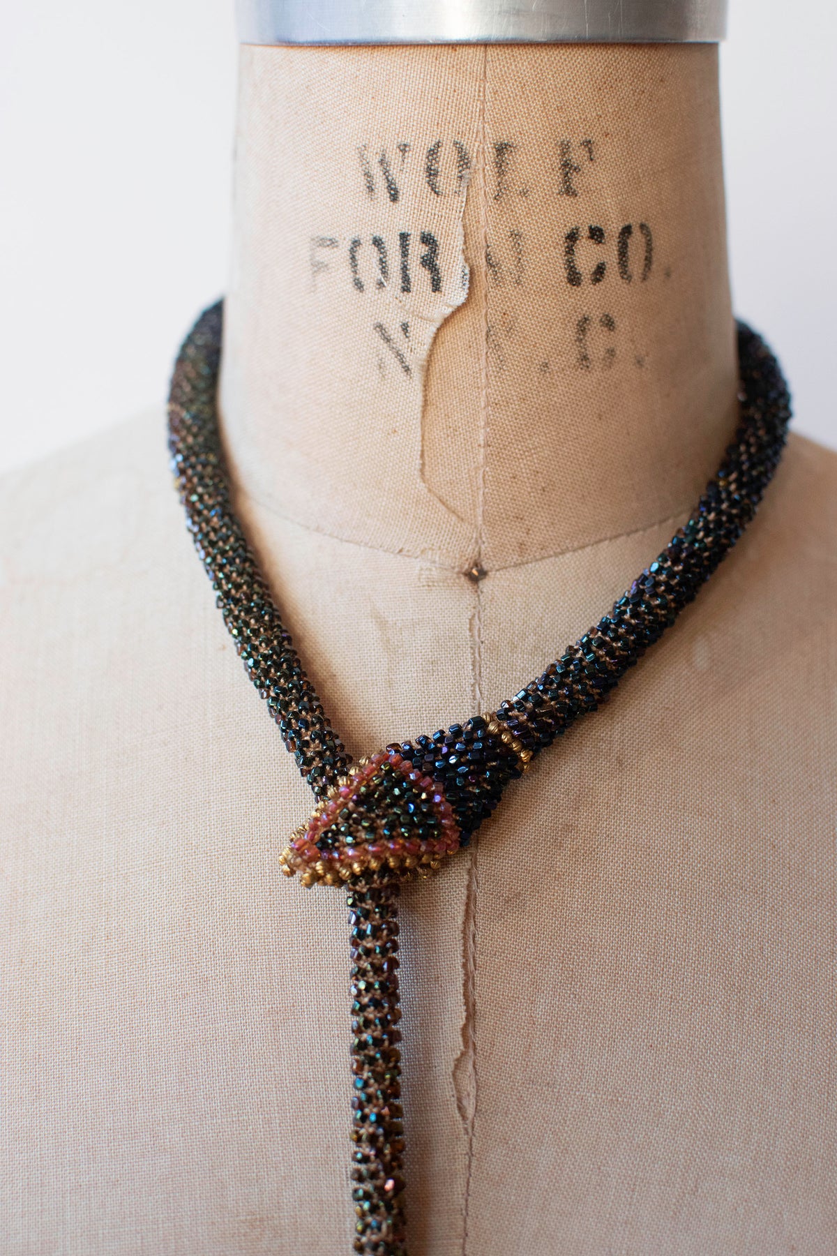 Bead Crochet Snake | Sparkly Brown Flower