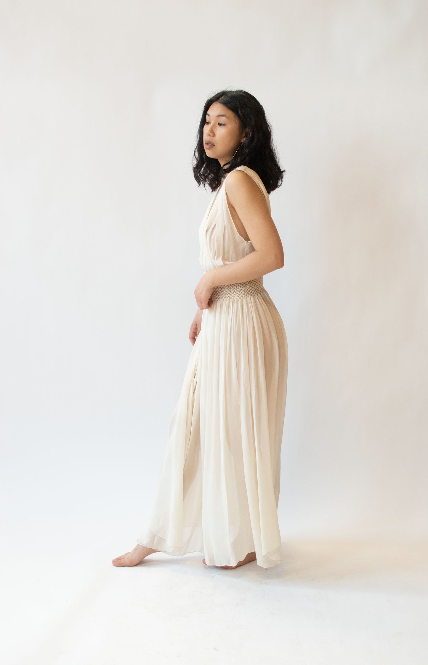 1930s Smocked Chiffon Nightgown