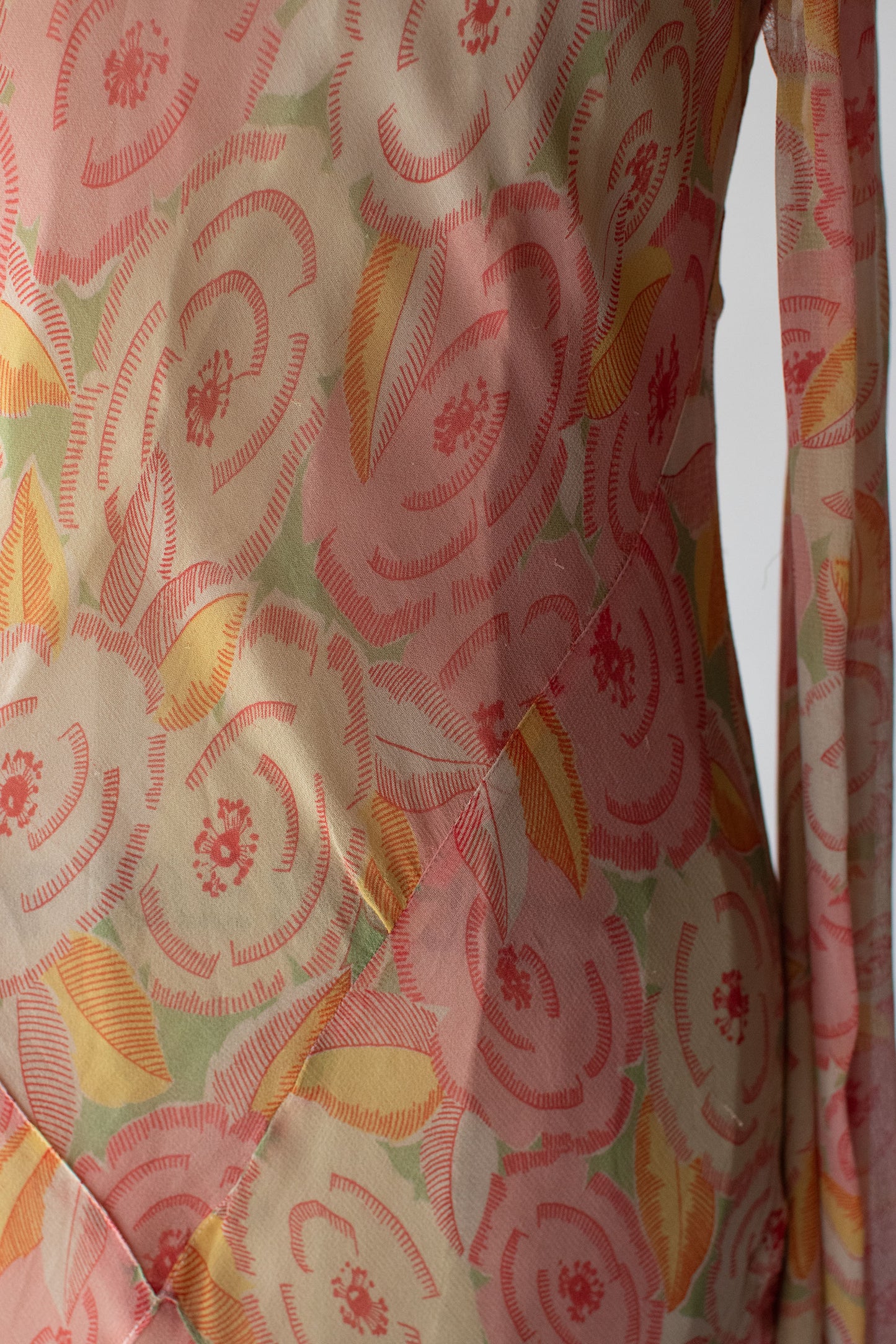 1930s Cold Shoulder Floral Print Dress