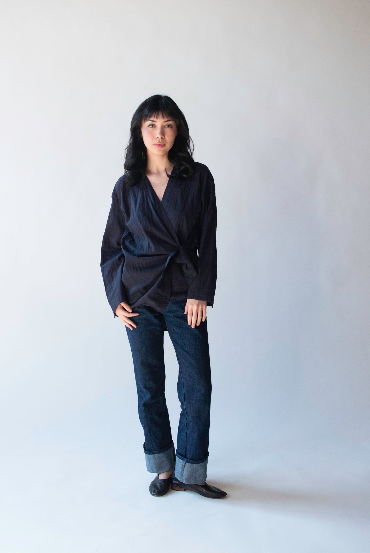 Navy Wrap Blouse | Issey Miyake