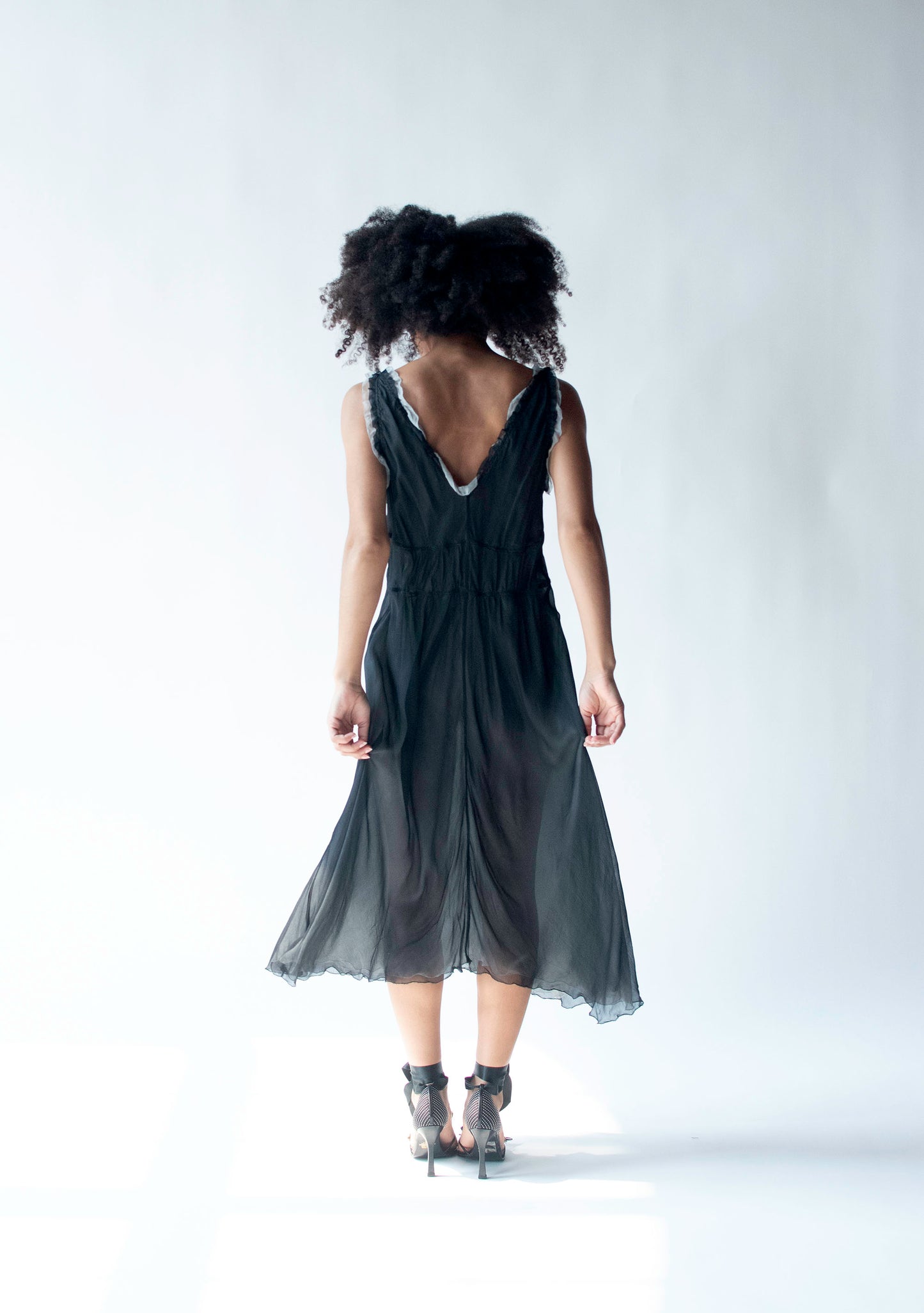 Black Chiffon Dress | Alberta Ferretti