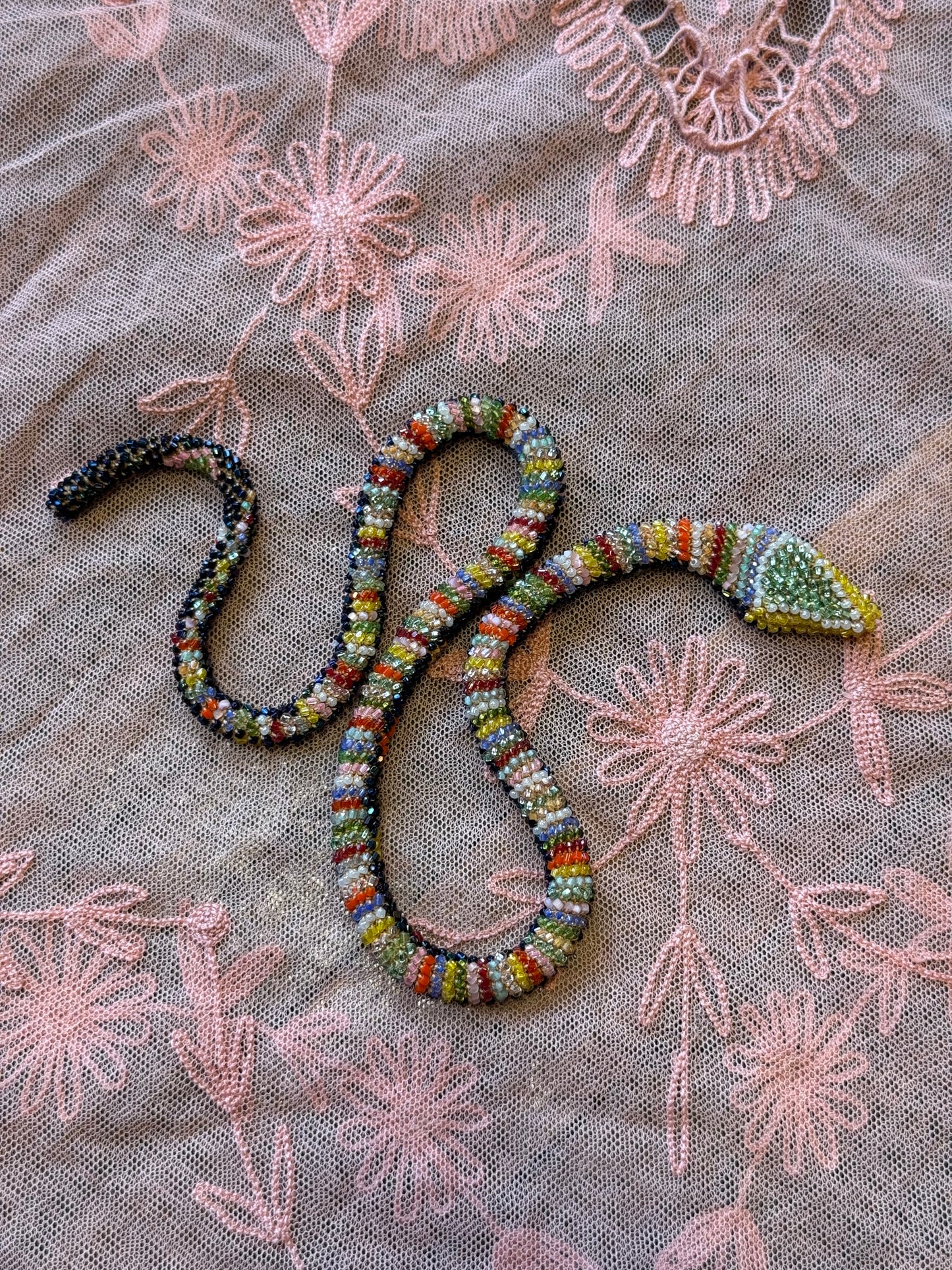 Bead Crochet Snake | Oil Slick Multi Color Diamond