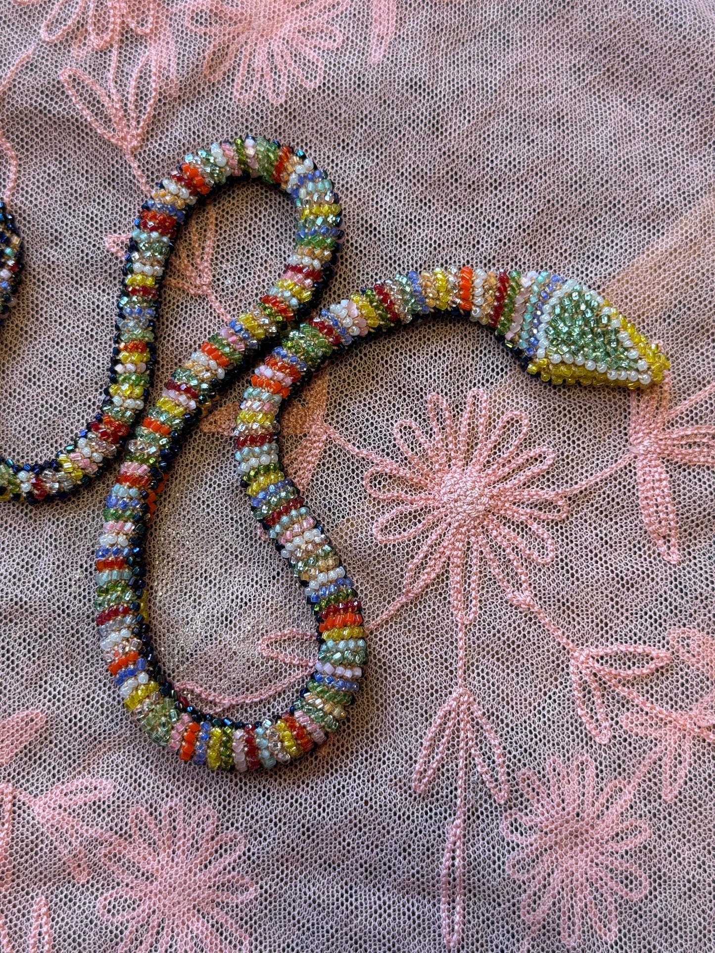 Bead Crochet Snake | Oil Slick Multi Color Diamond