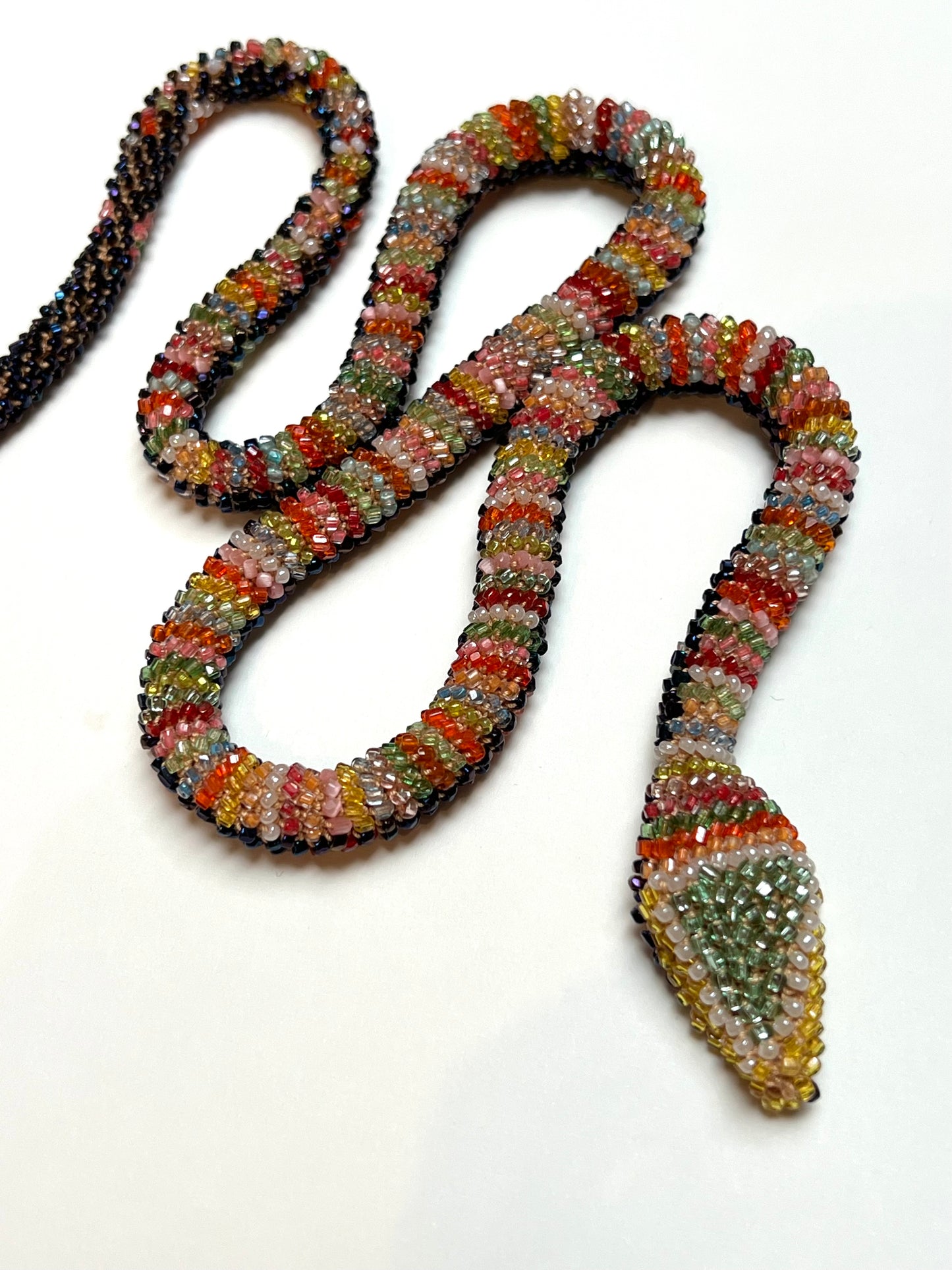 Bead Crochet Snake | Oil Slick Multi Color Diamond