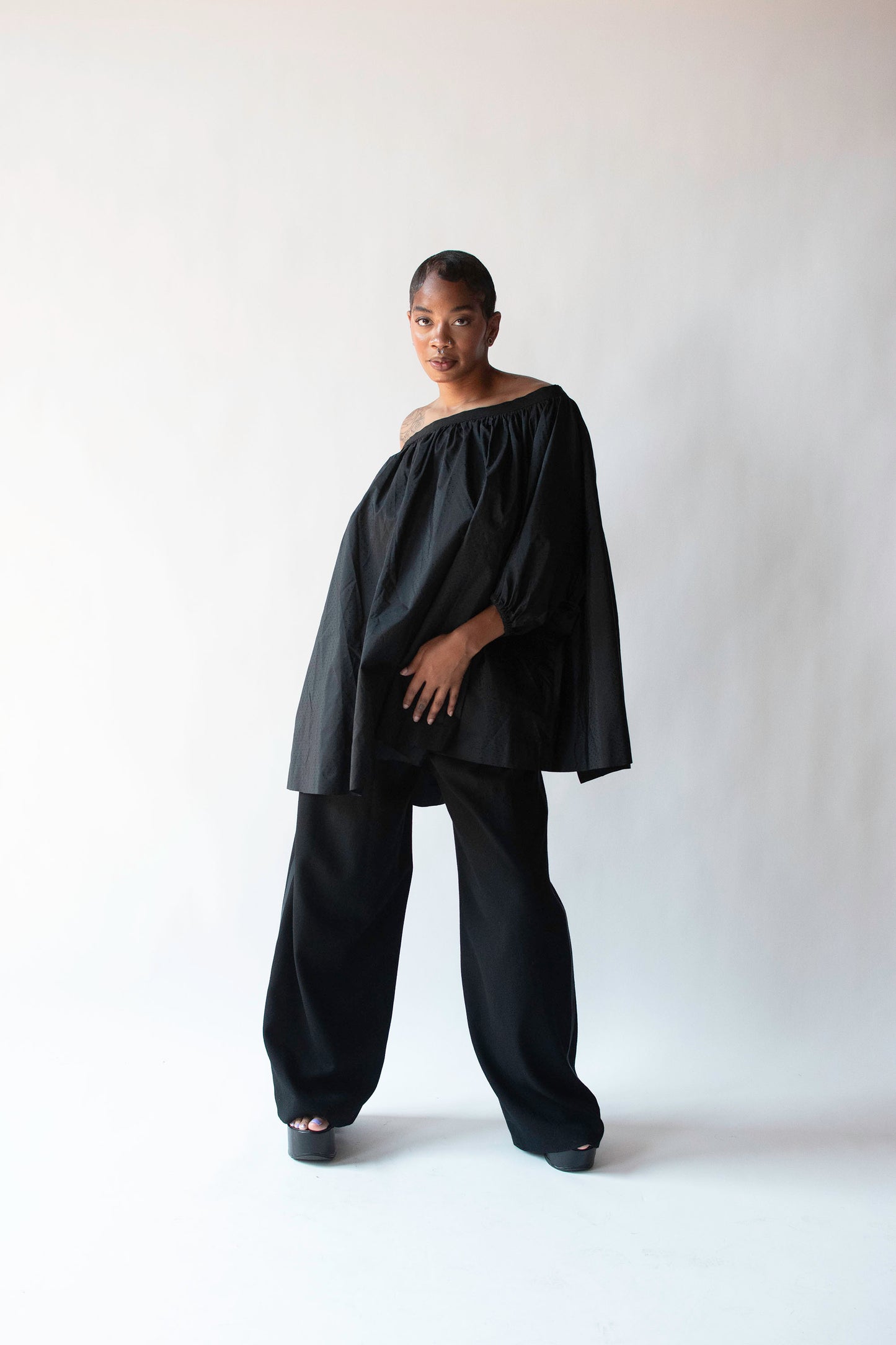 1990s Open Back Off the Shoulder Silk Blouse | Isaac Mizrahi