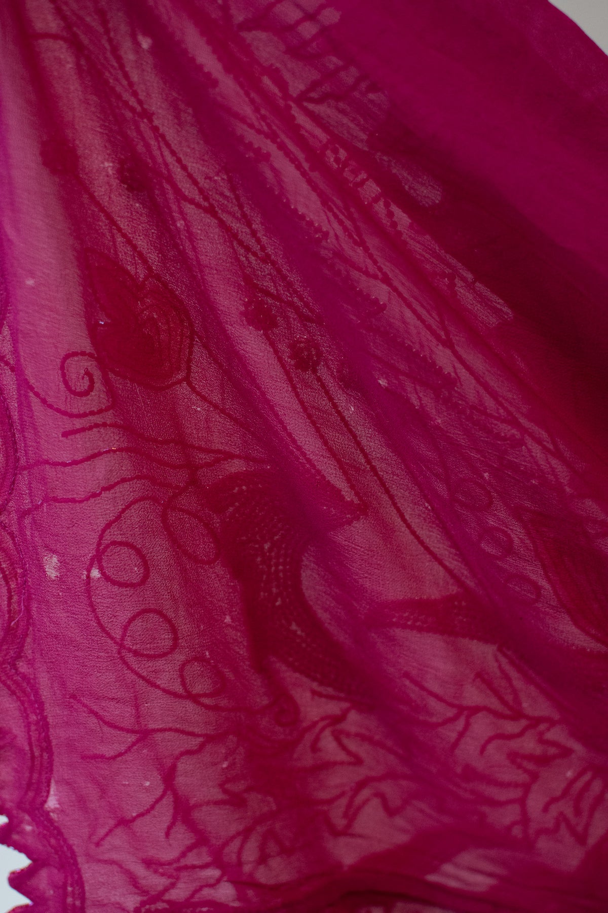 1980s Magenta Beaded Gown