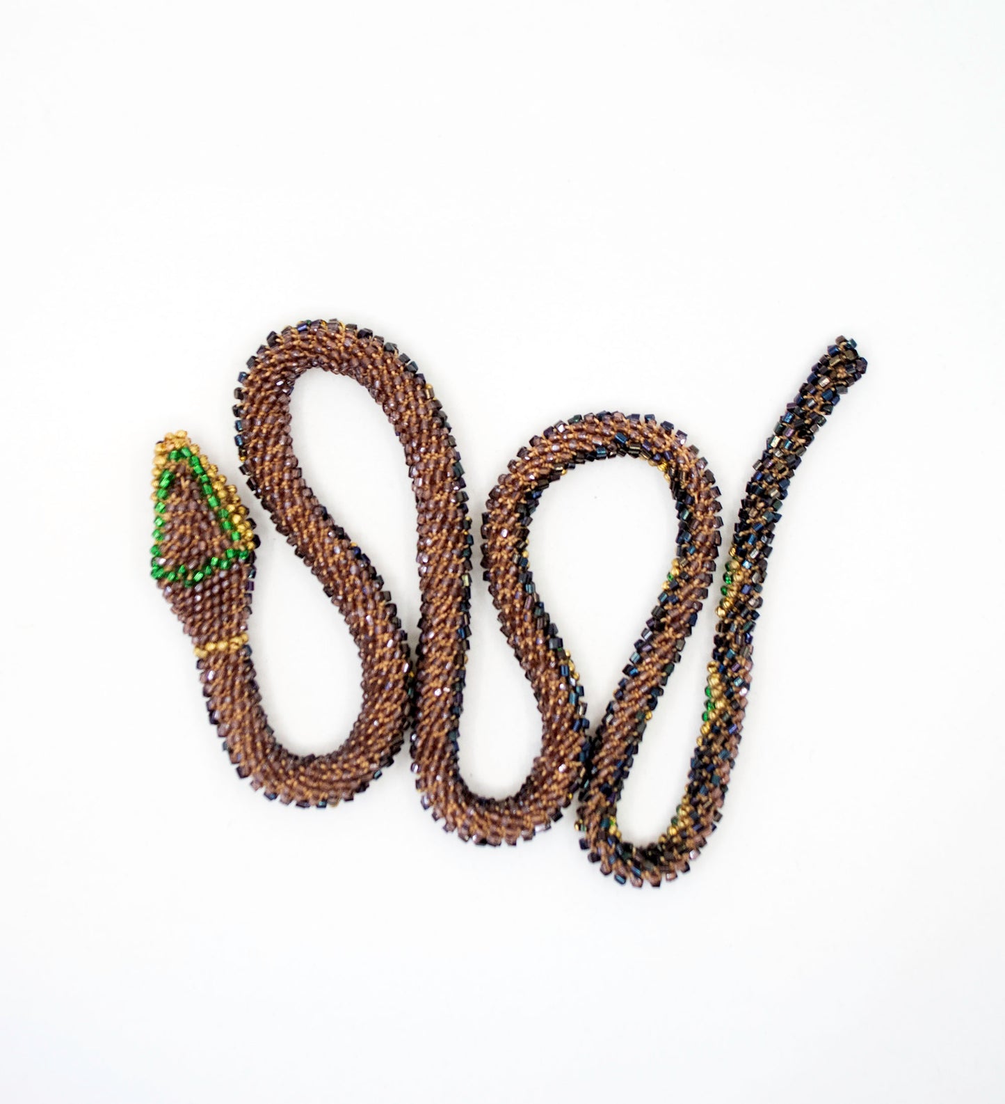 Bead Crochet Snake | 0il Slick w/ Emerald Diamonds