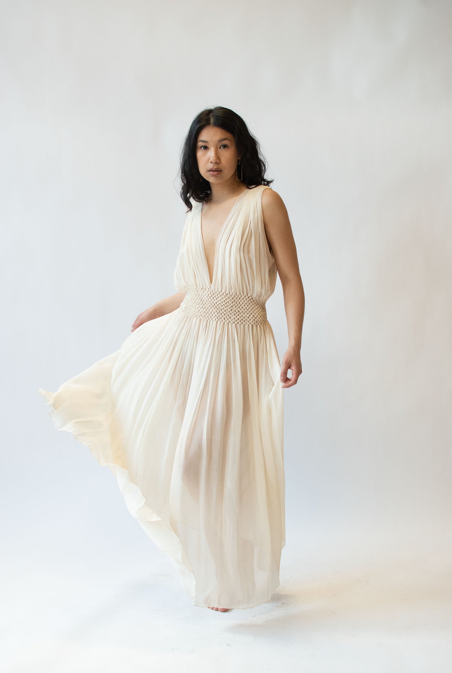 1930s Smocked Chiffon Nightgown