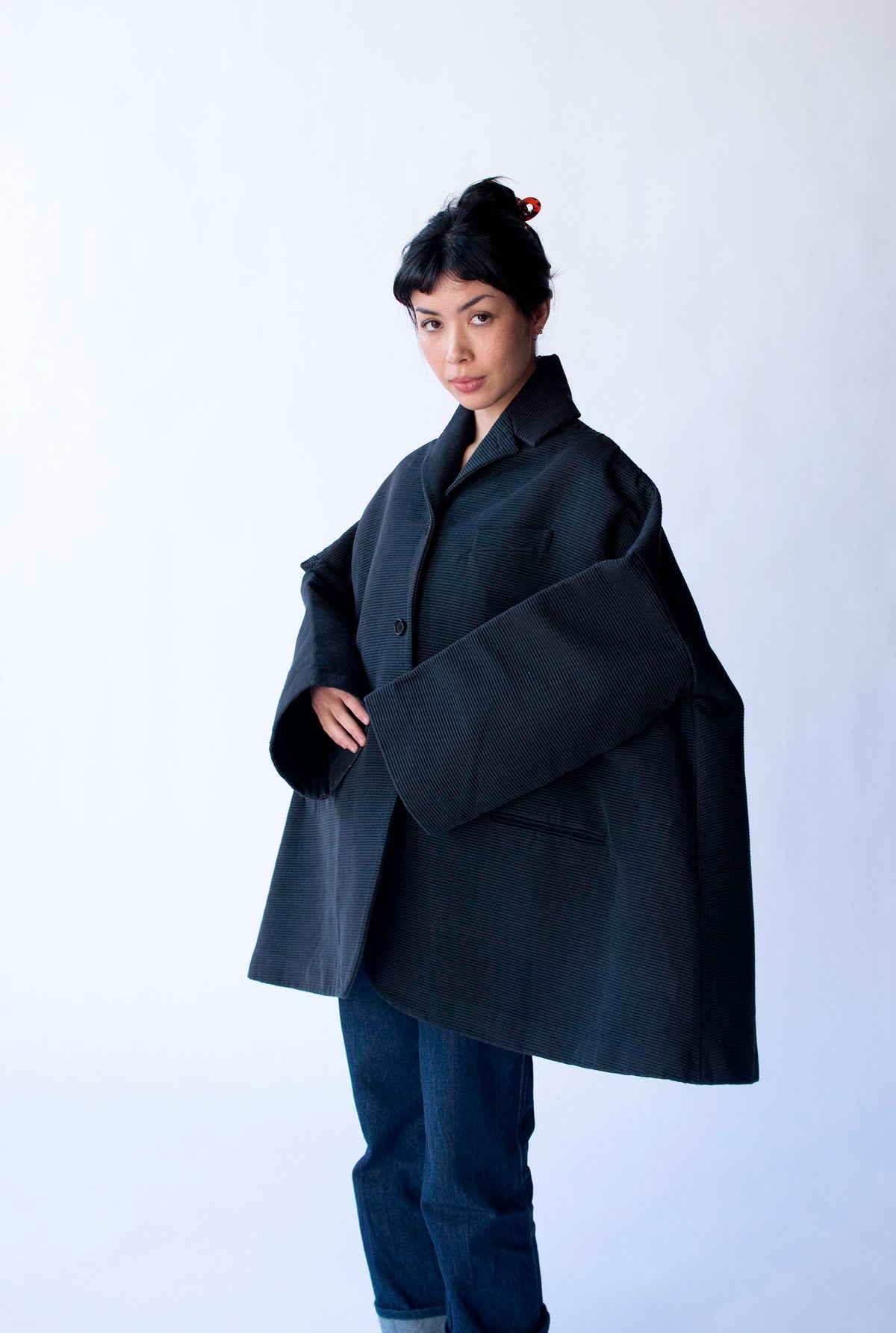 Sculptural Slate Gray Coat | Romeo Gigli FW 1991