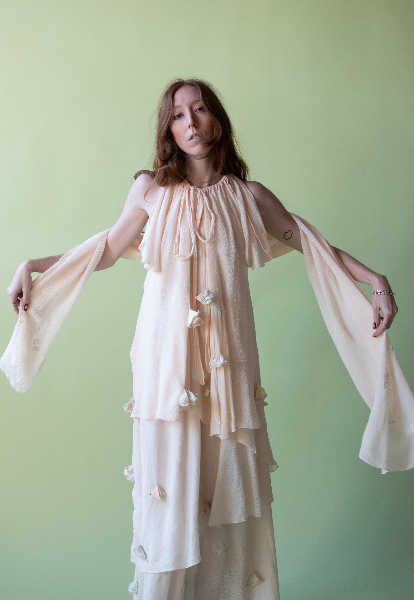1970s Painted Chiffon Dress Set | Bobolocon