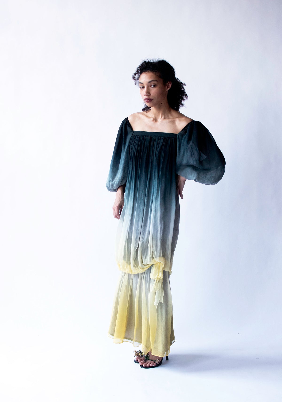 1970s Ombre Chiffon Dress