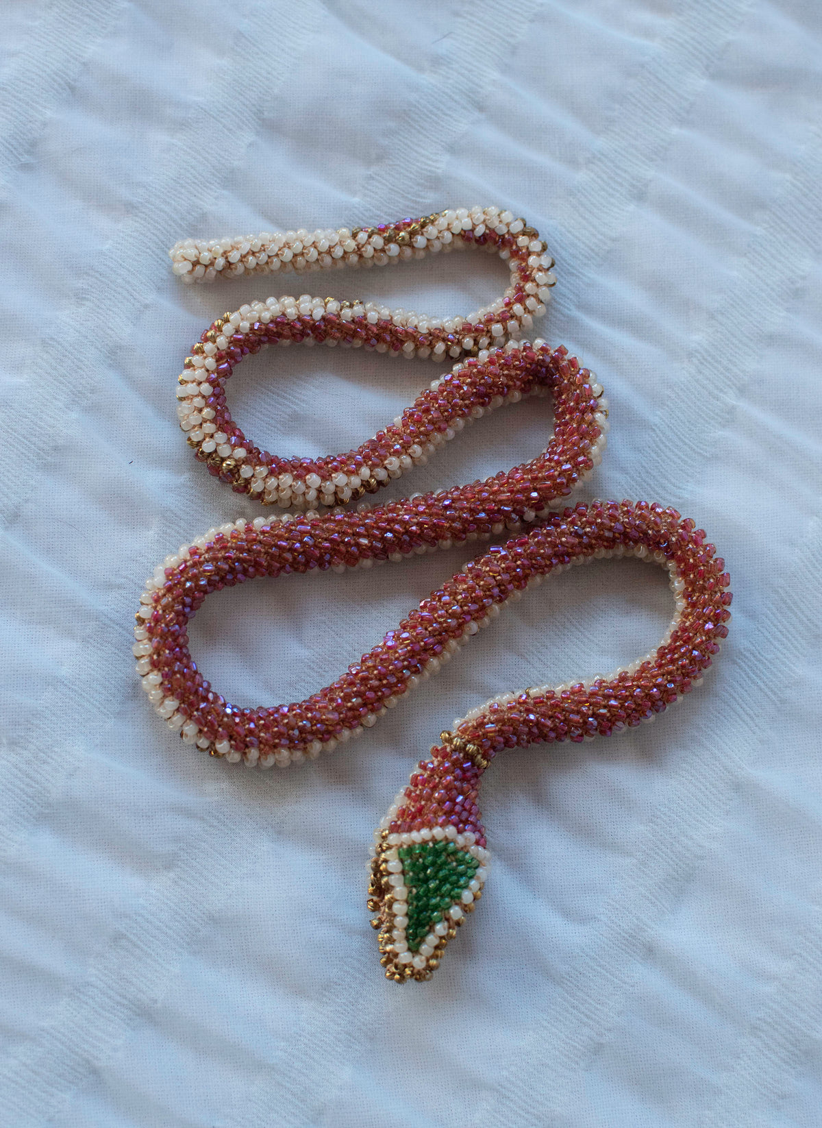 Bead Crochet Snake | Antique Pearl Diamond