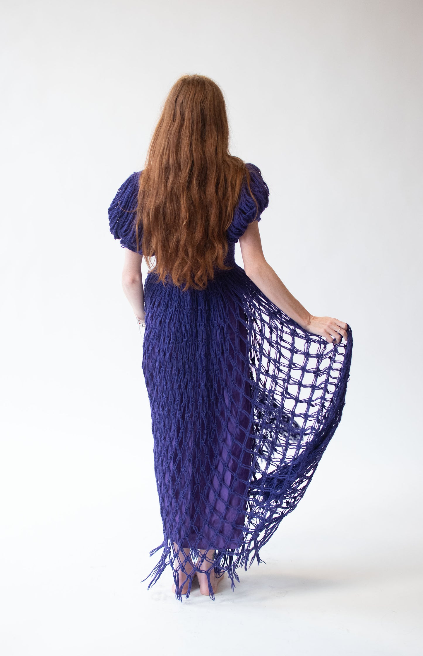1970s Purple Crochet Dress