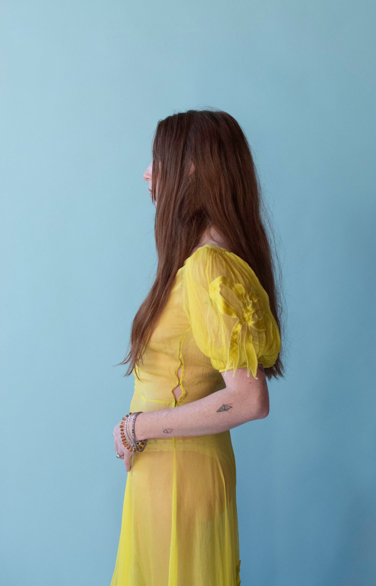 Chartreuse Puff Sleeve Dress | Norma Kamali