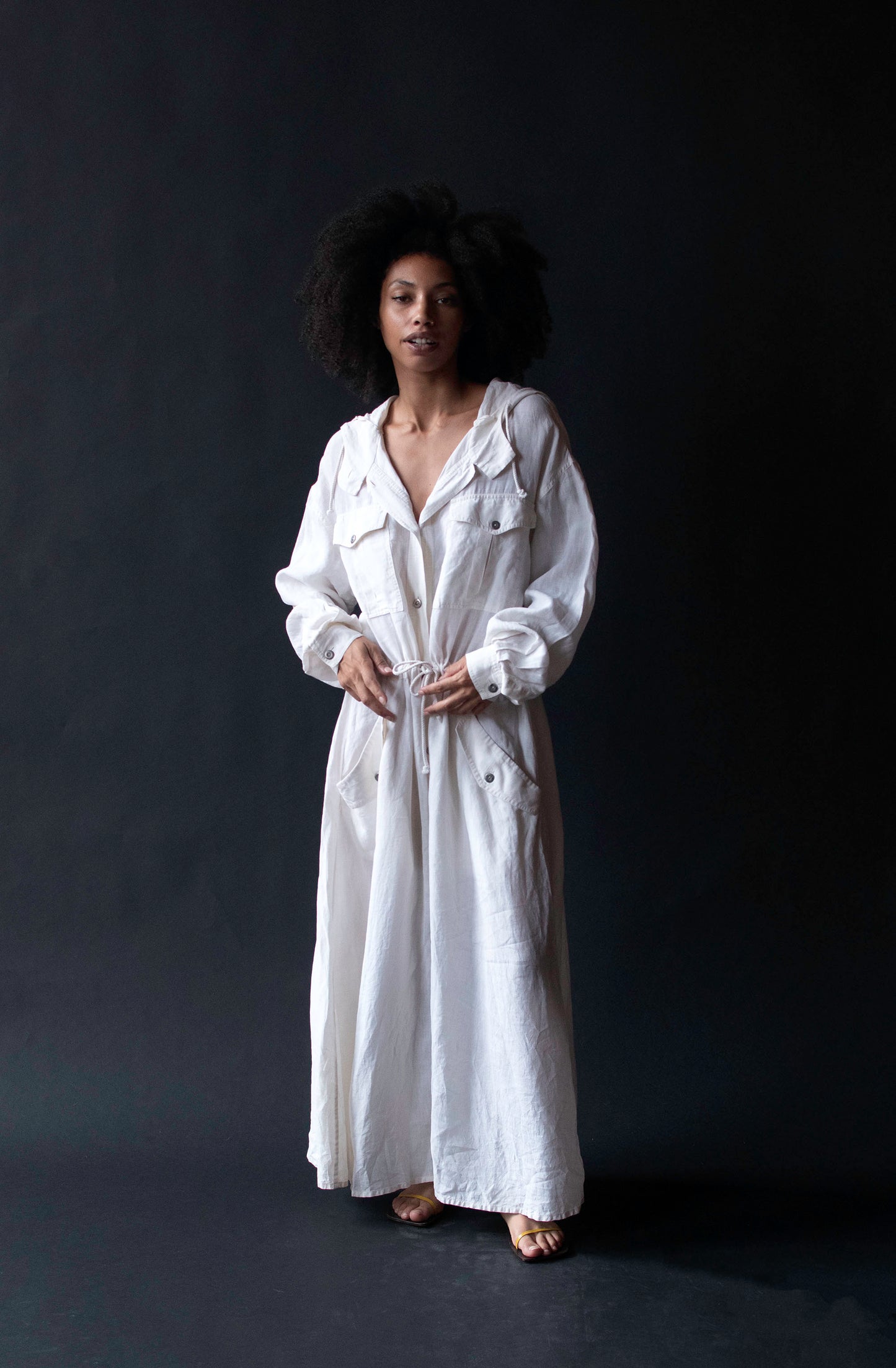 Hooded Linen Duster | DKNY Donna Karan