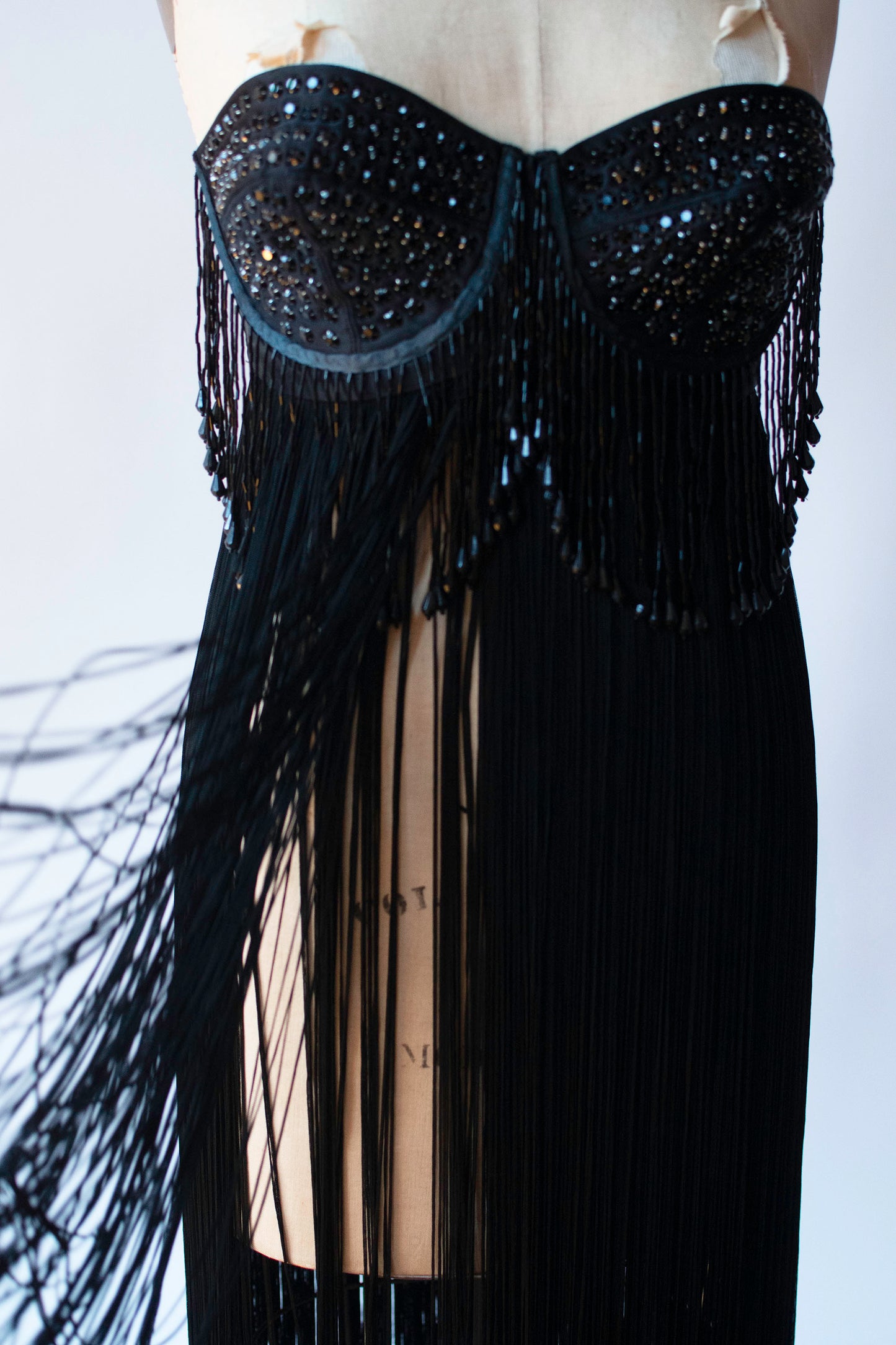 1980s Black Fringe Bustier | Helen Storey
