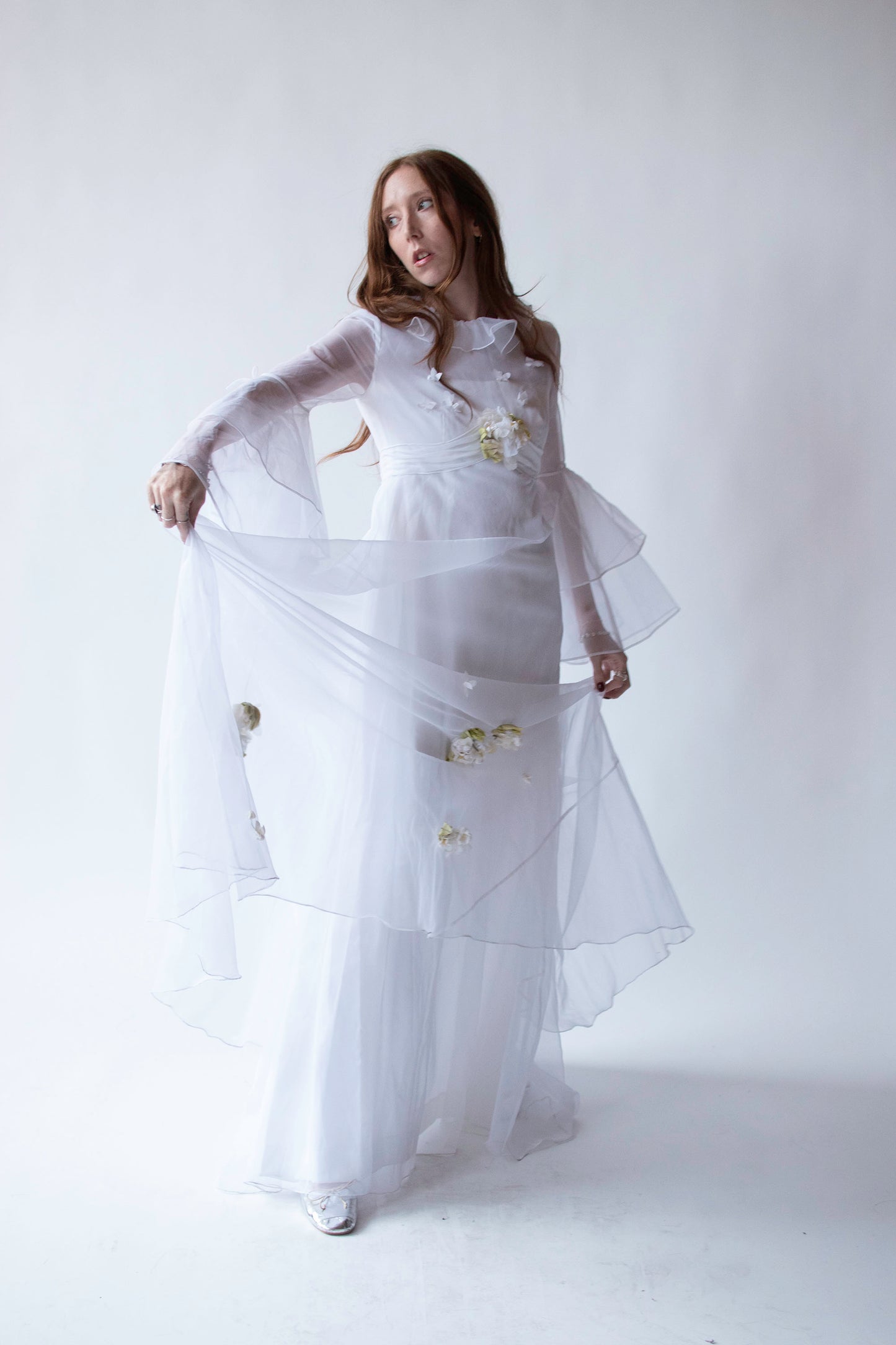 1970s Bell Sleeve Wedding Dress