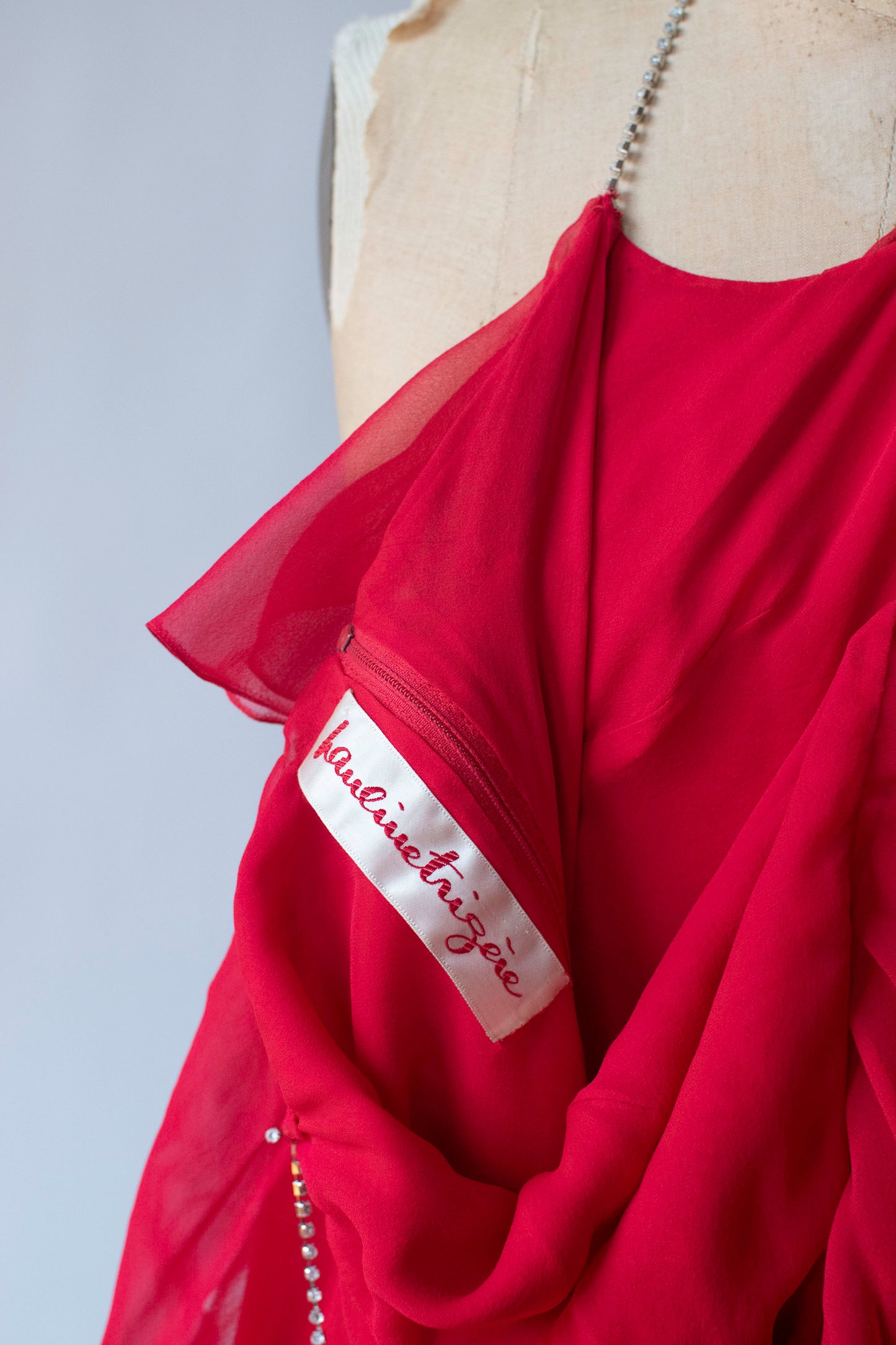 Red Chiffon Dress| Pauline Trigeré