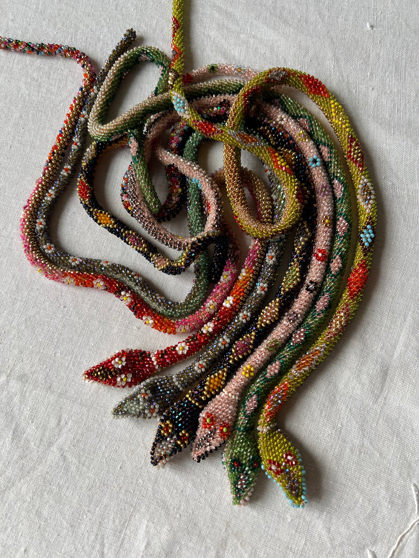 Bead Crochet Snake | Iridescent Blue Amber