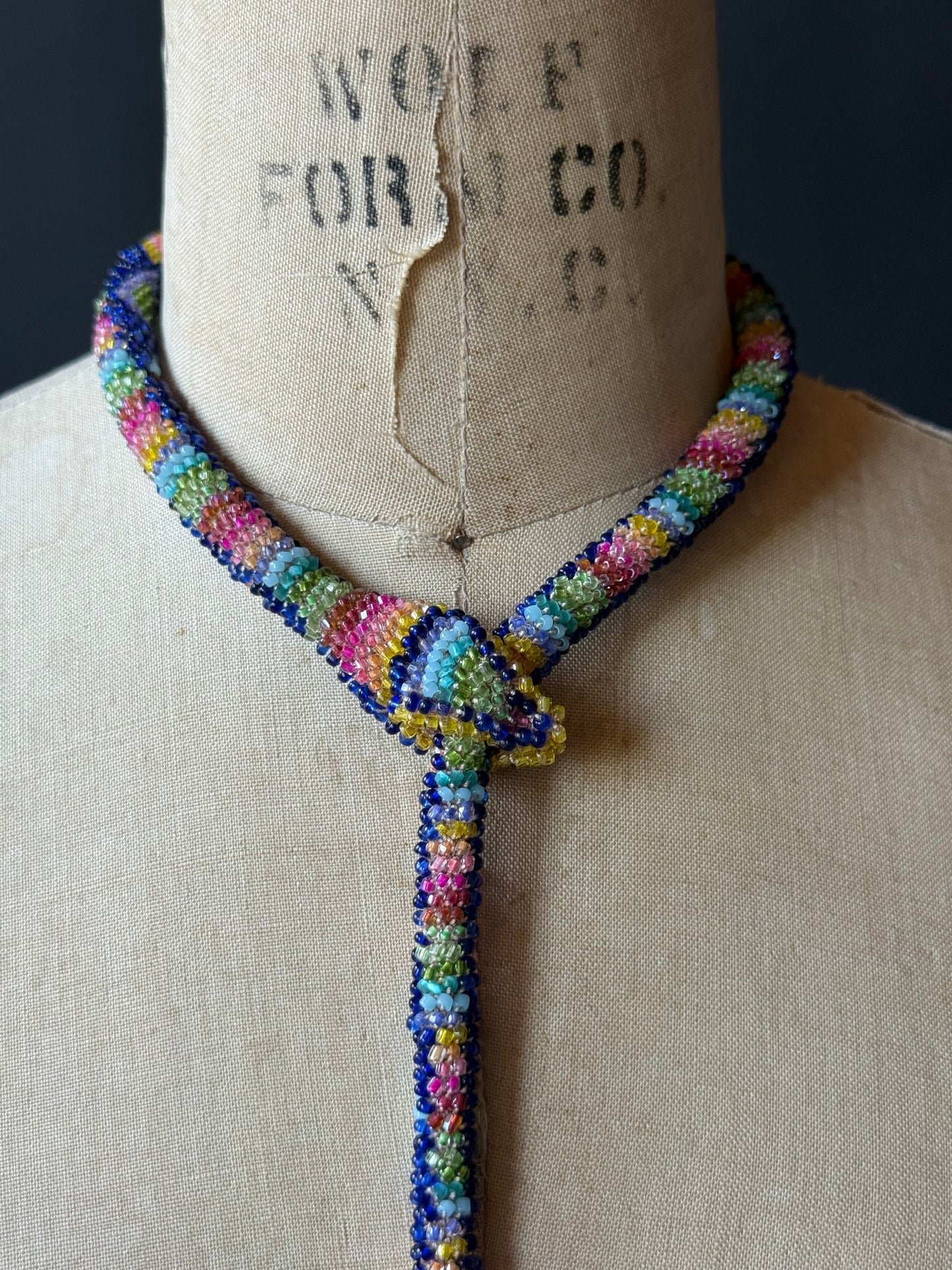 Bead Crochet Snake | Cobalt Multi Color Diamond
