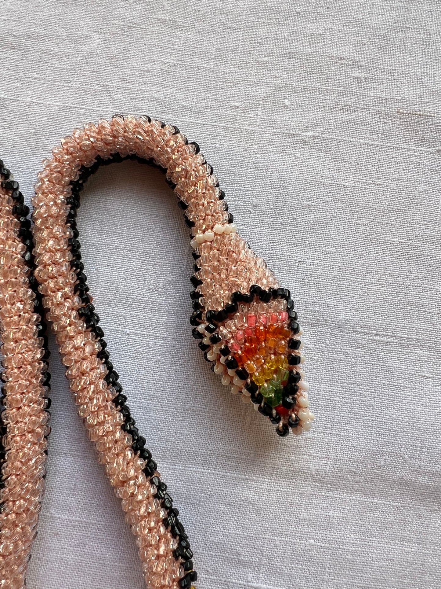 Bead Crochet Snake | Black W/ Multi Color Flowers