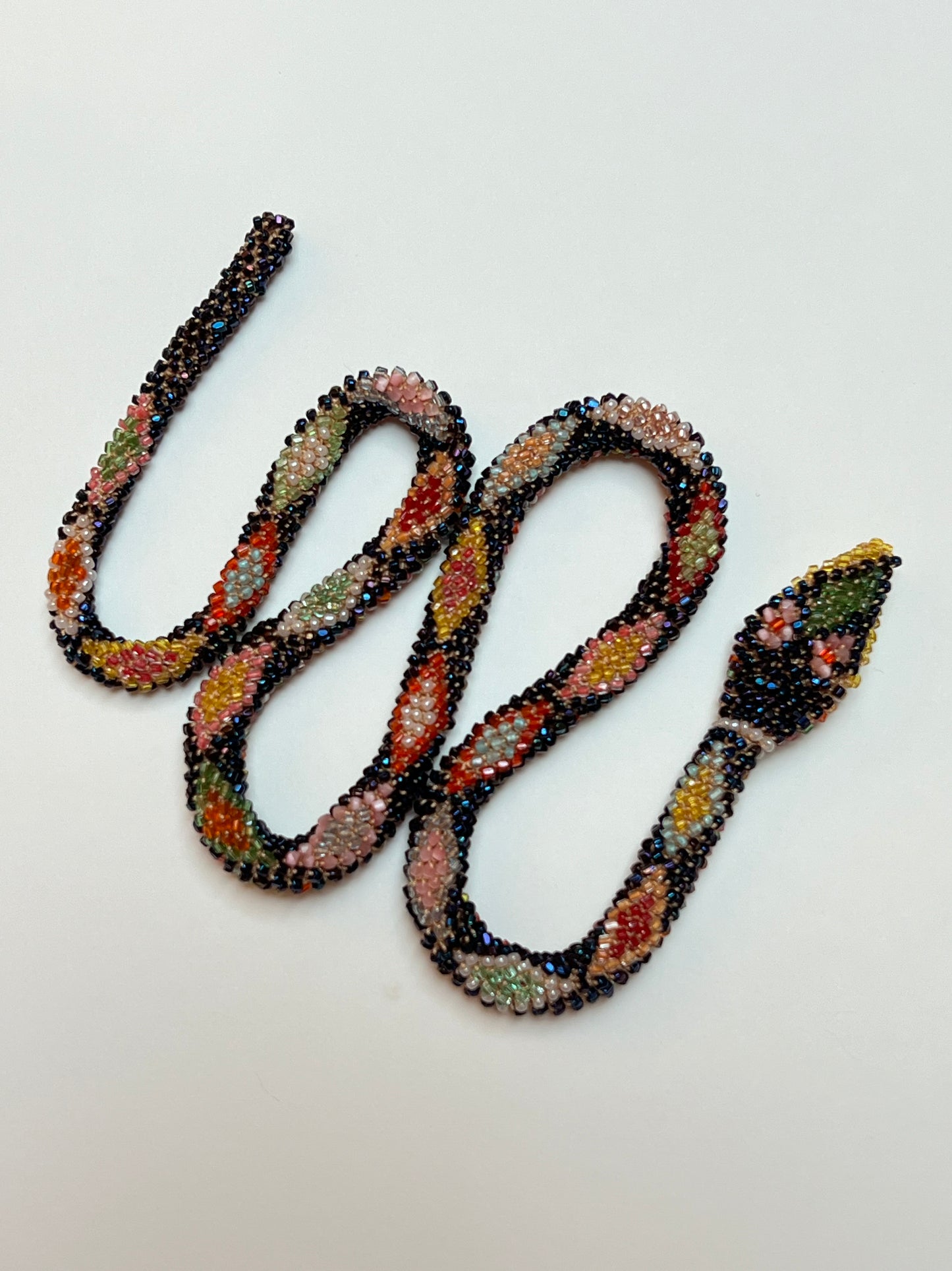 Bead Crochet Snake | Oil Slick Multi Color Diamond