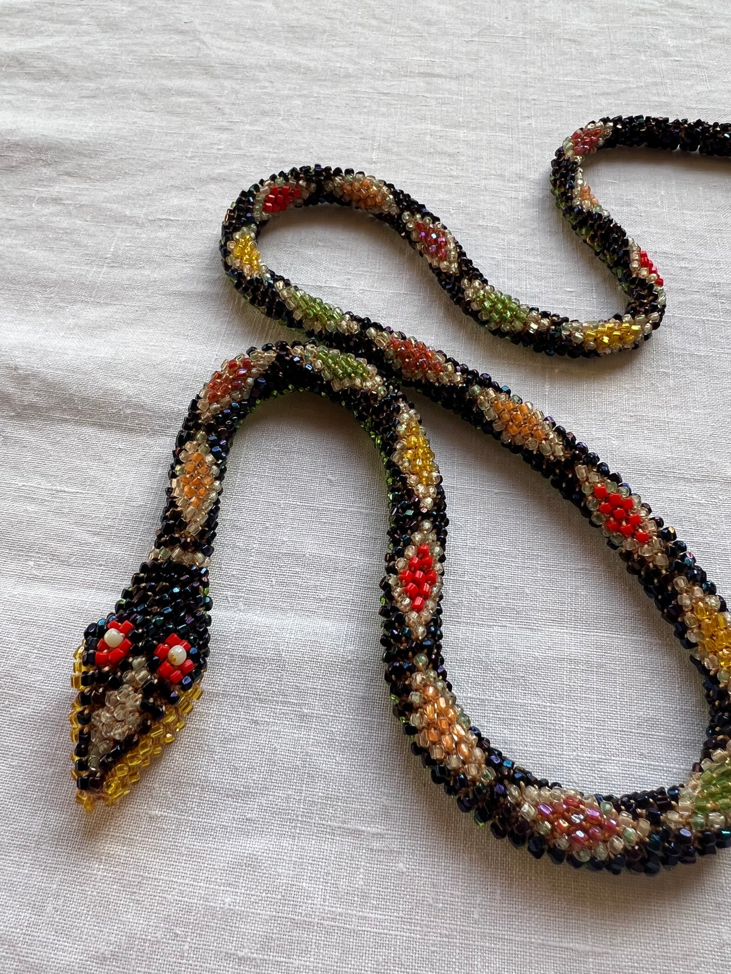 Bead Crochet Snake | Oil Slick Multi Color Diamond