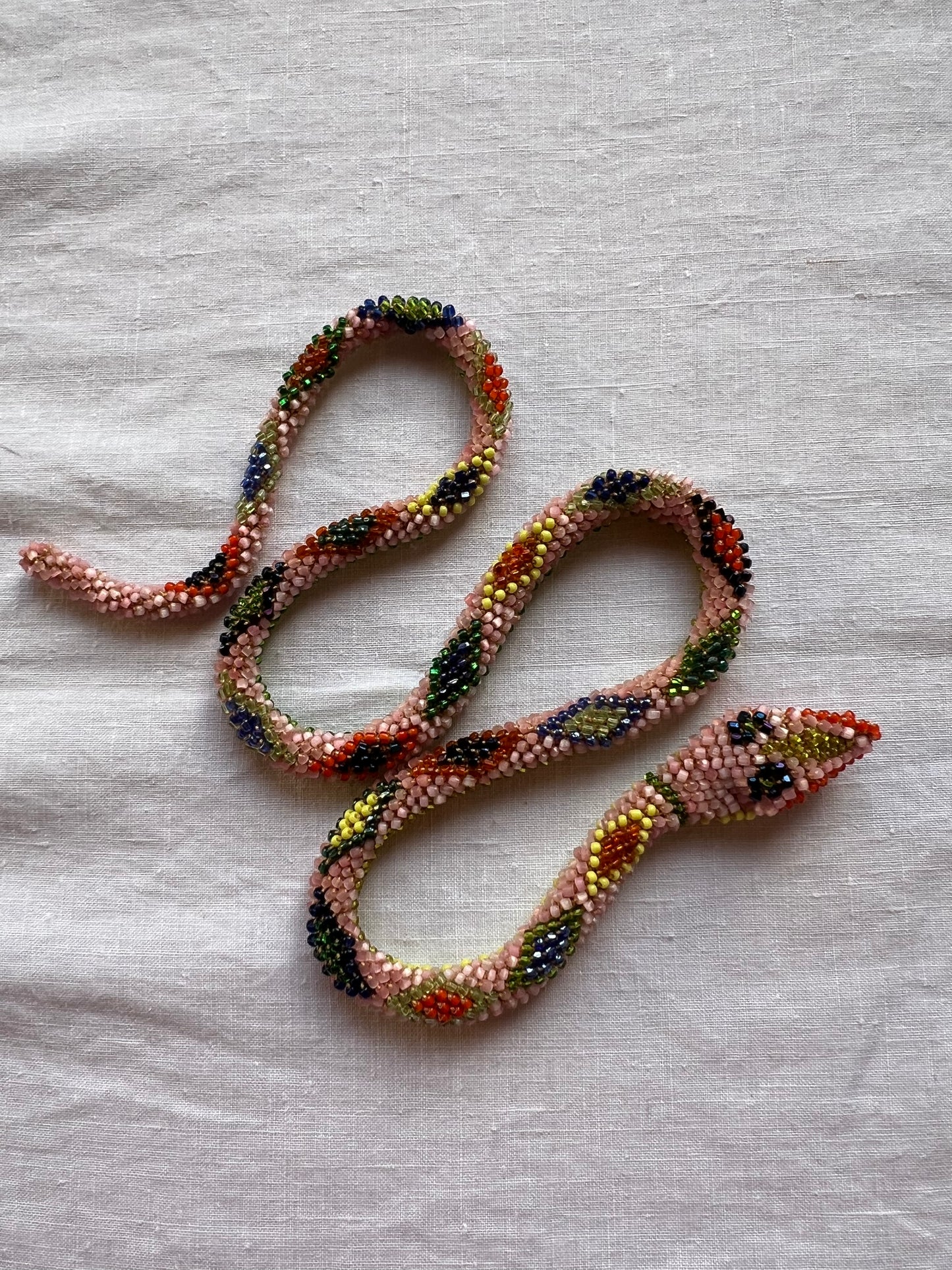 Bead Crochet Snake | Pink Multi Color Diamond