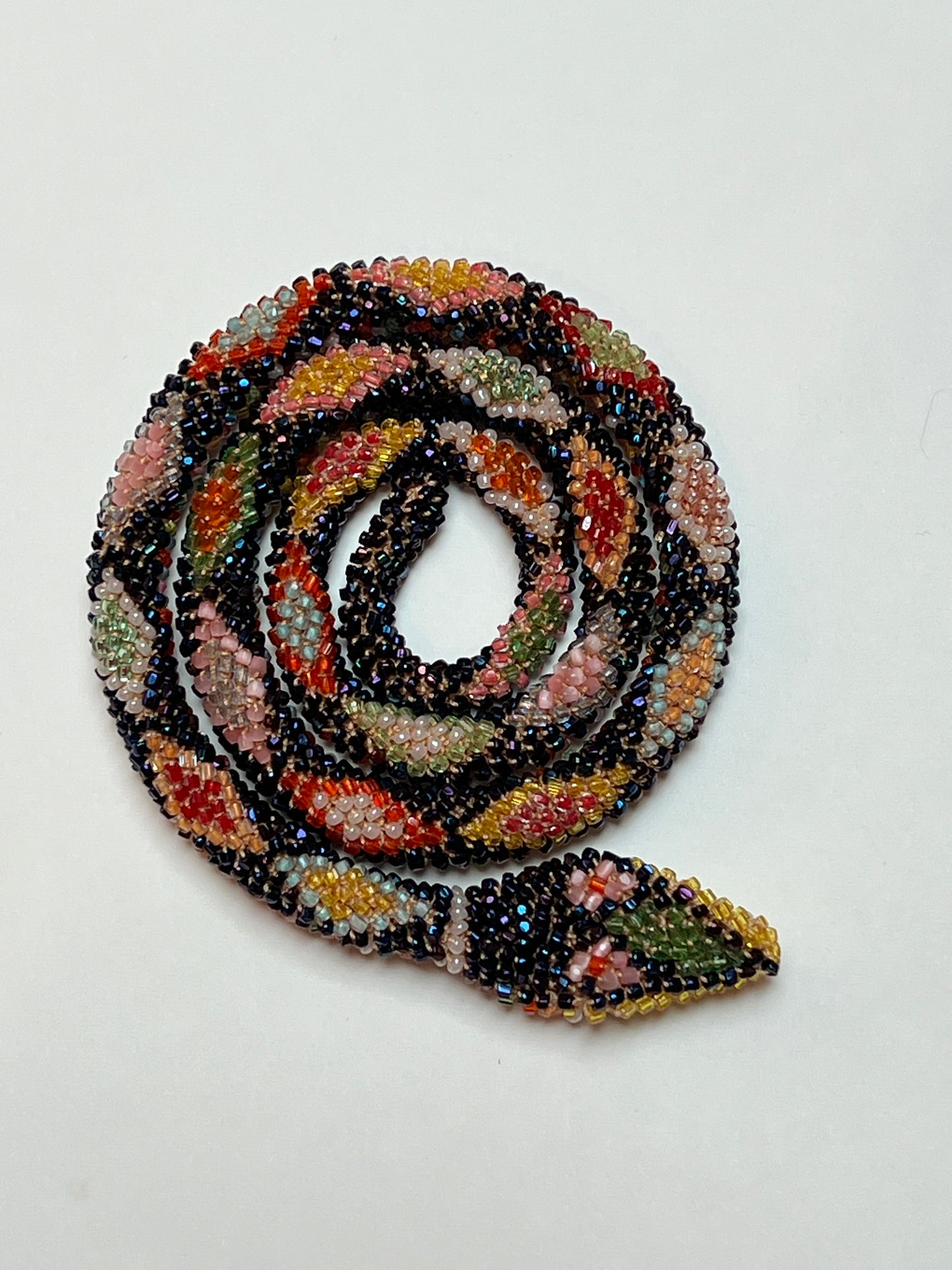 Bead Crochet Snake | Oil Slick Multi Color Diamond