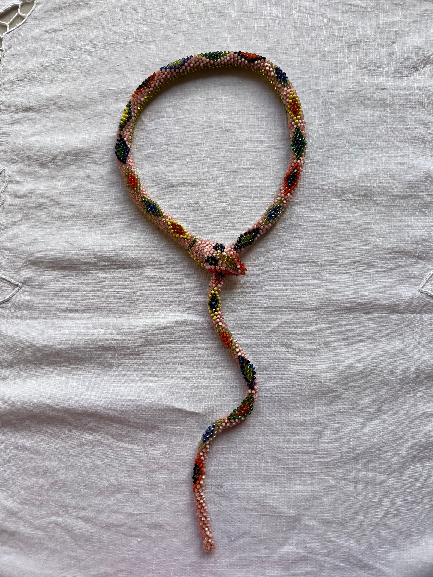 Bead Crochet Snake | Pink Multi Color Diamond